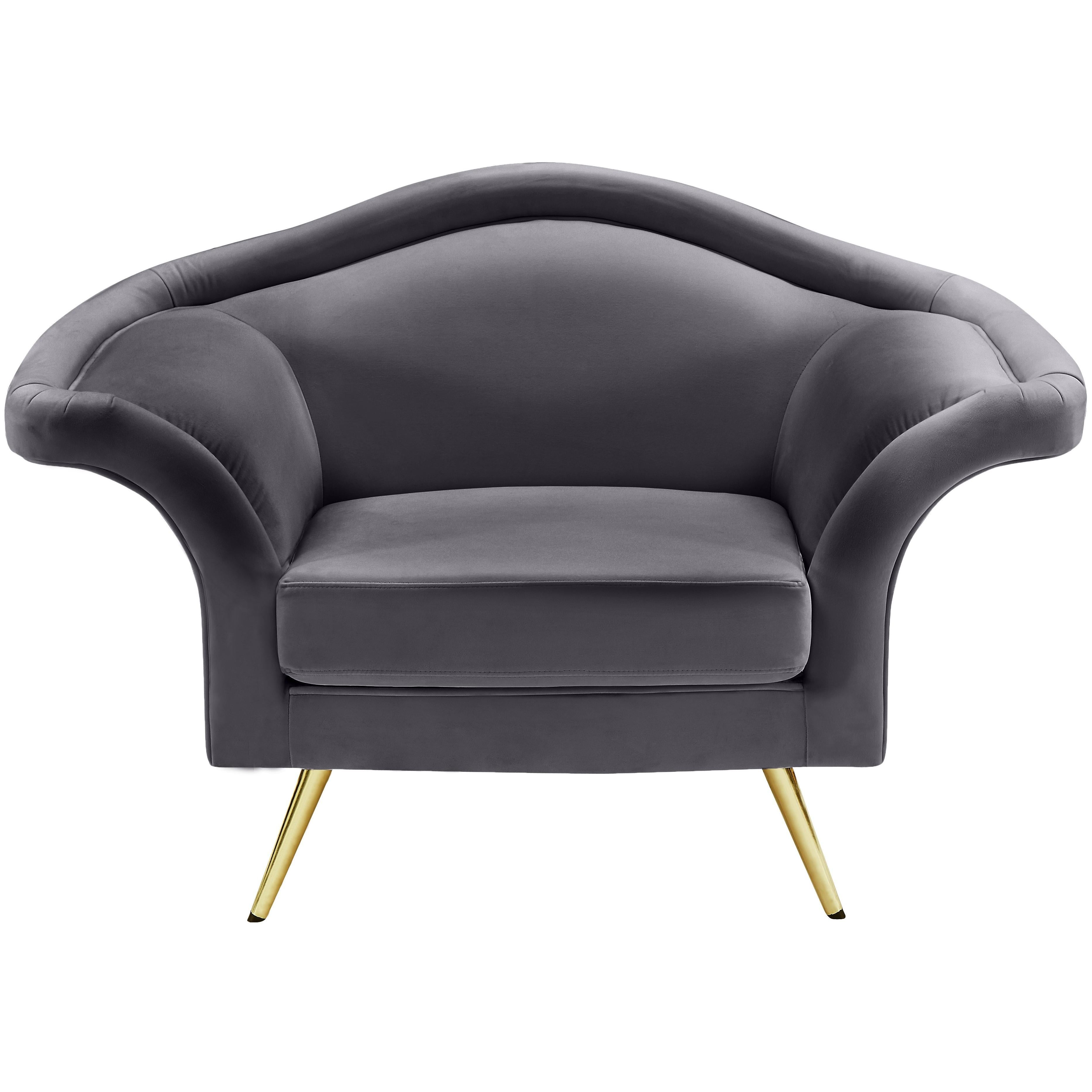 Meridian Lips Grey Velvet Chair