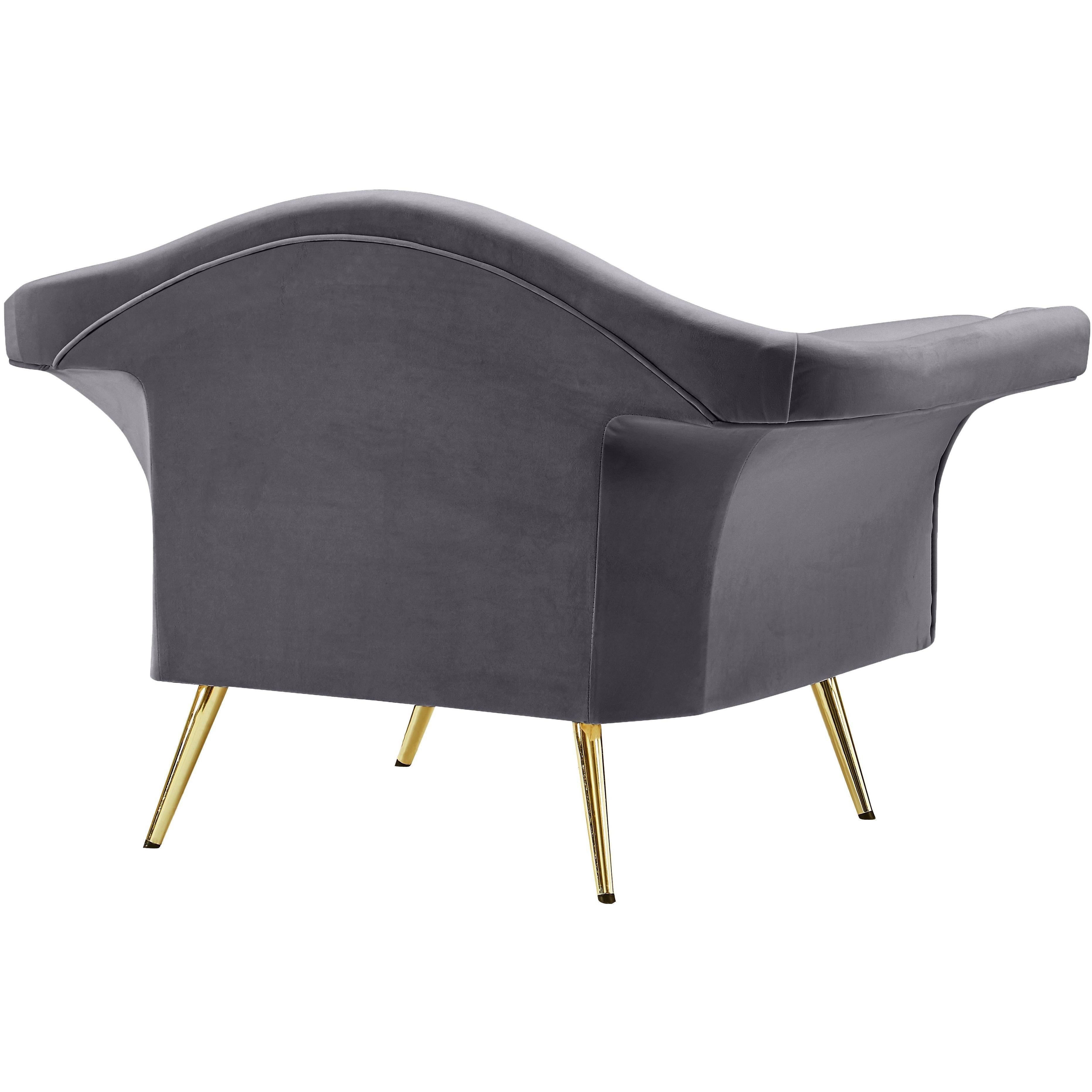 Meridian Lips Grey Velvet Chair