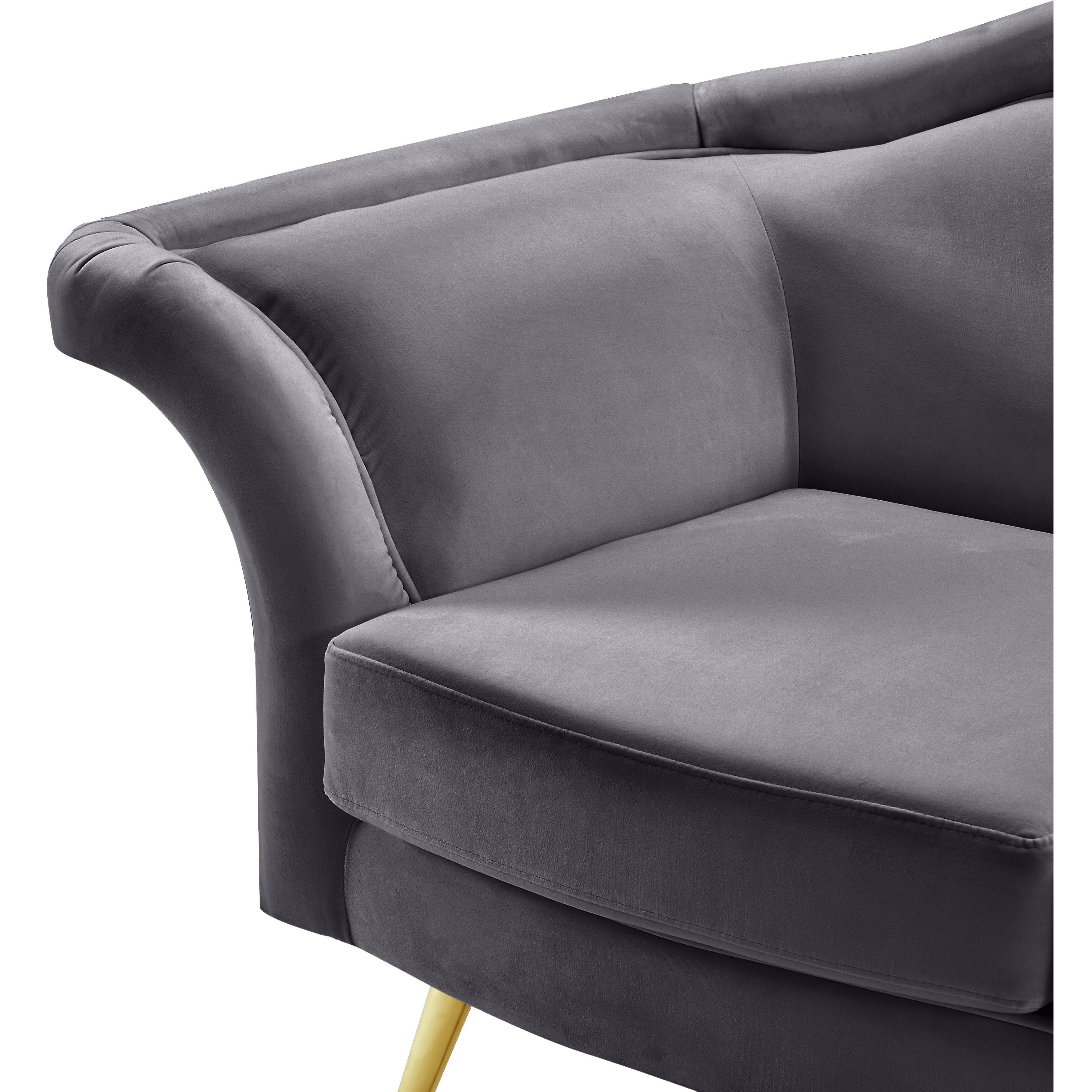 Meridian Lips Grey Velvet Chair