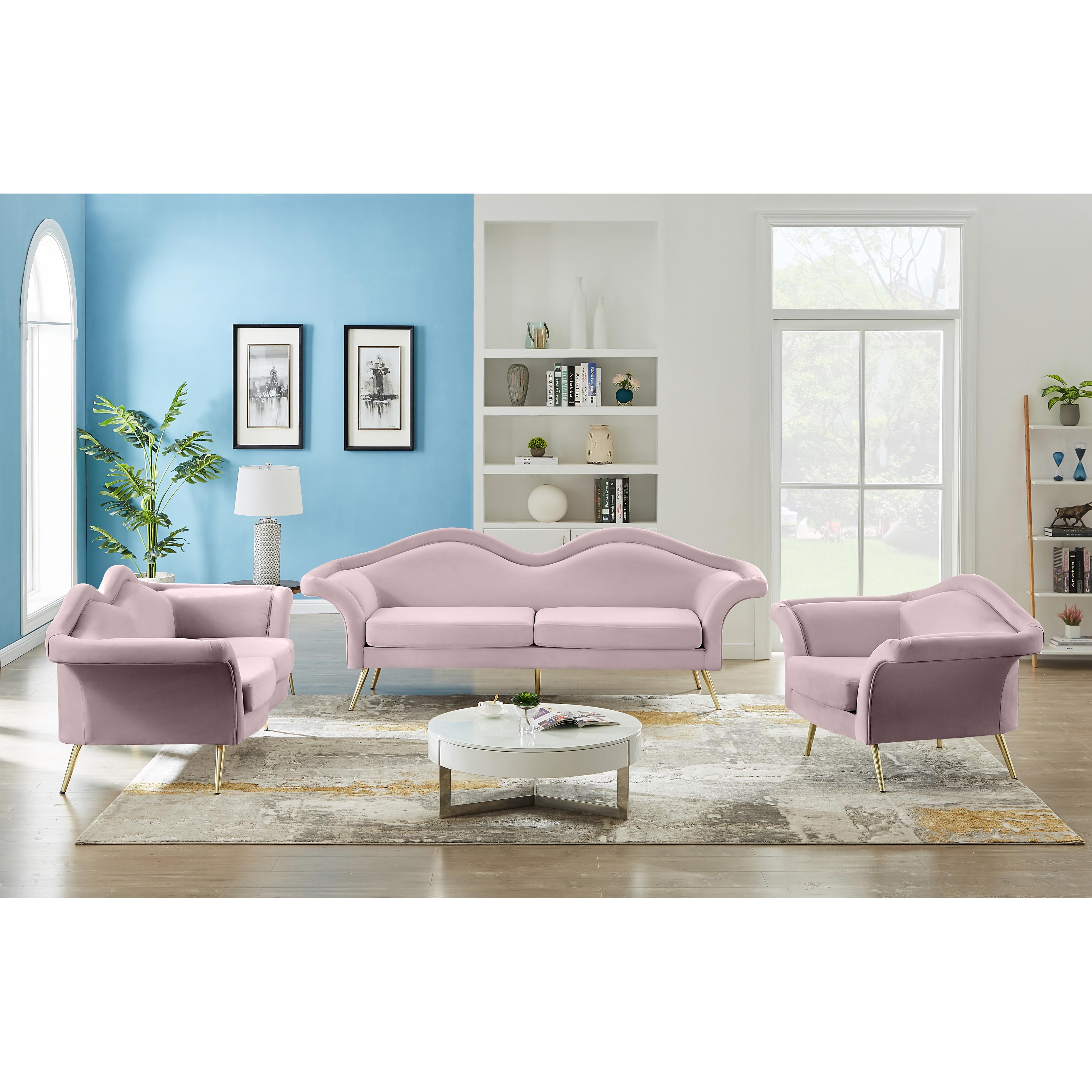 Meridian Lips Pink Velvet Chair