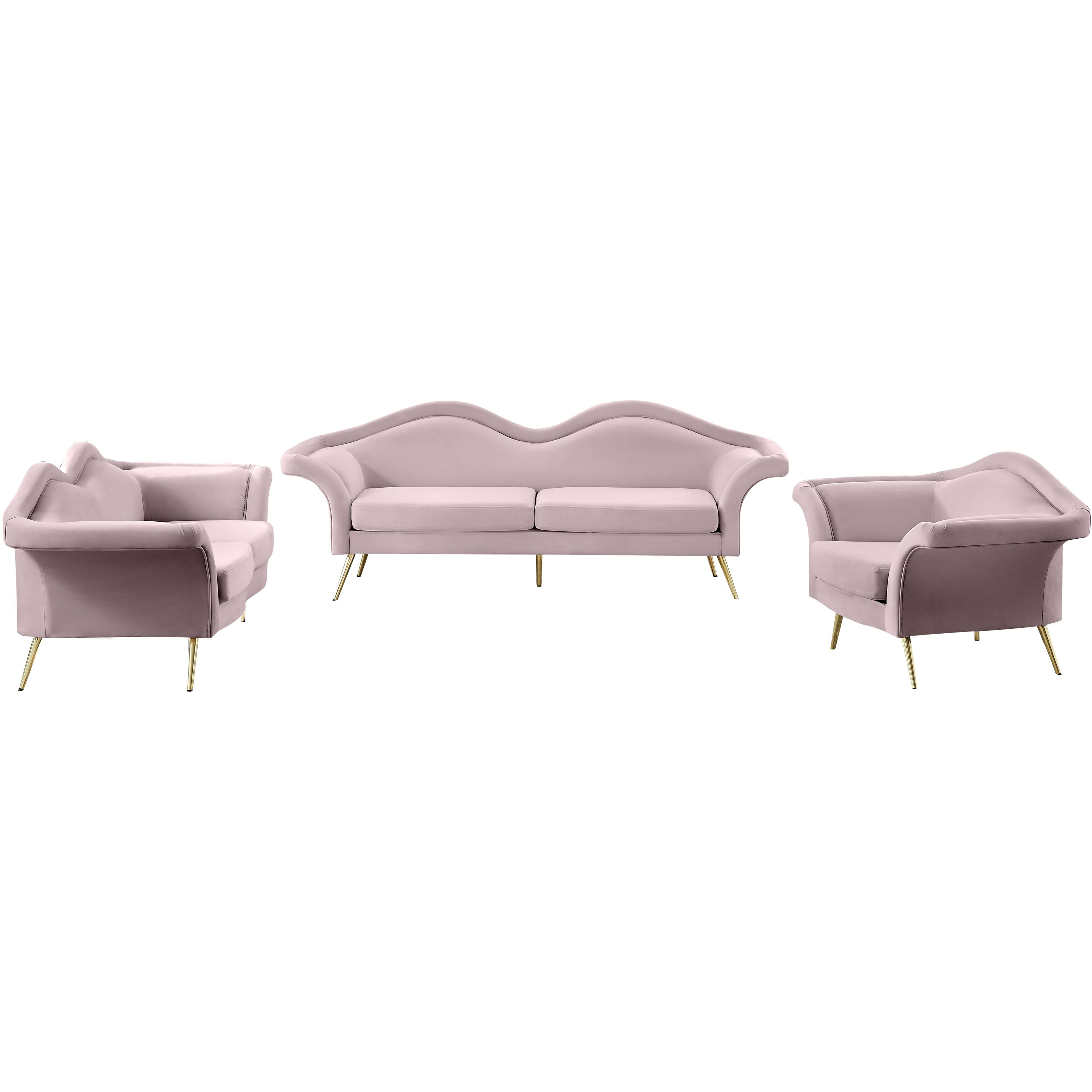 Meridian Lips Pink Velvet Chair