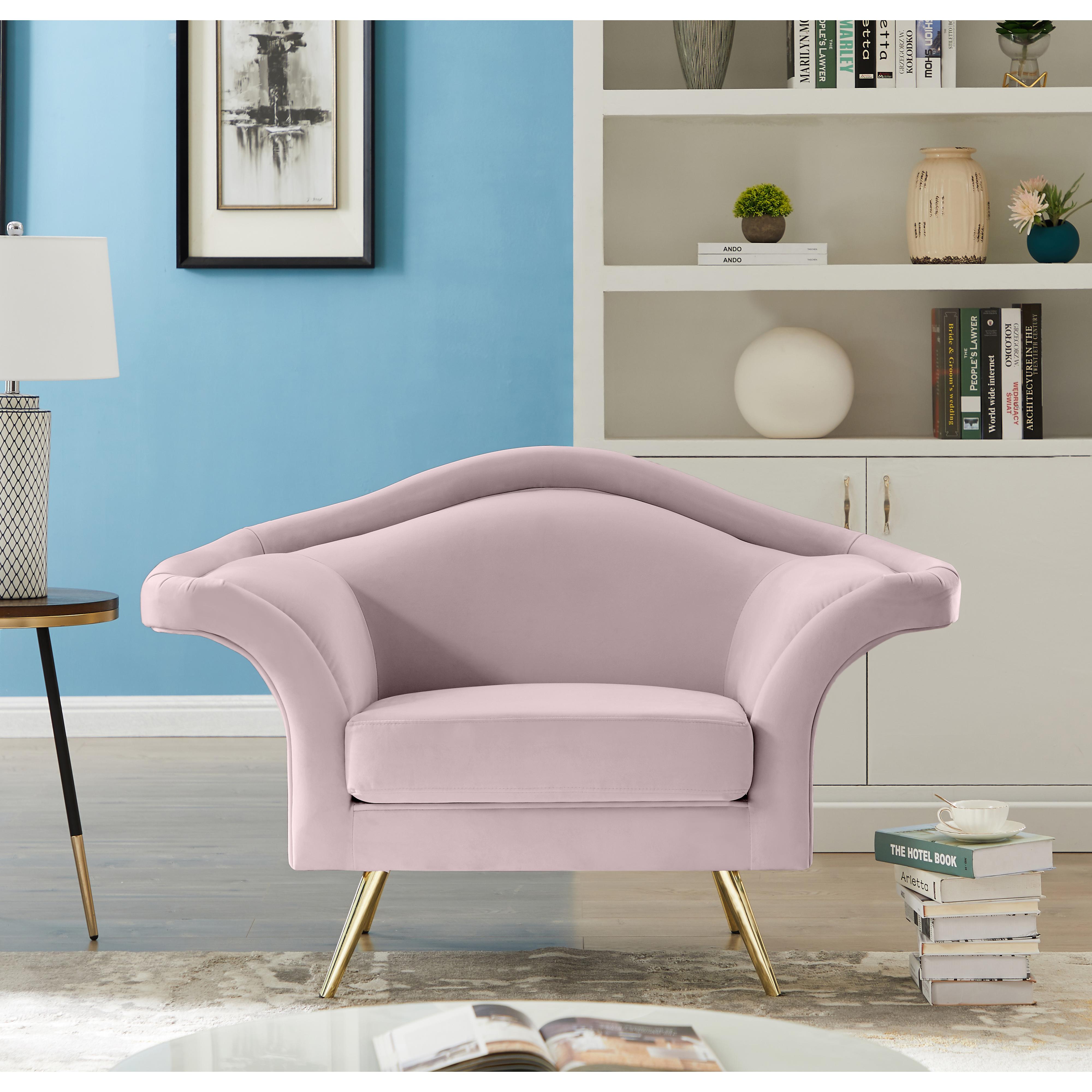 Meridian Lips Pink Velvet Chair