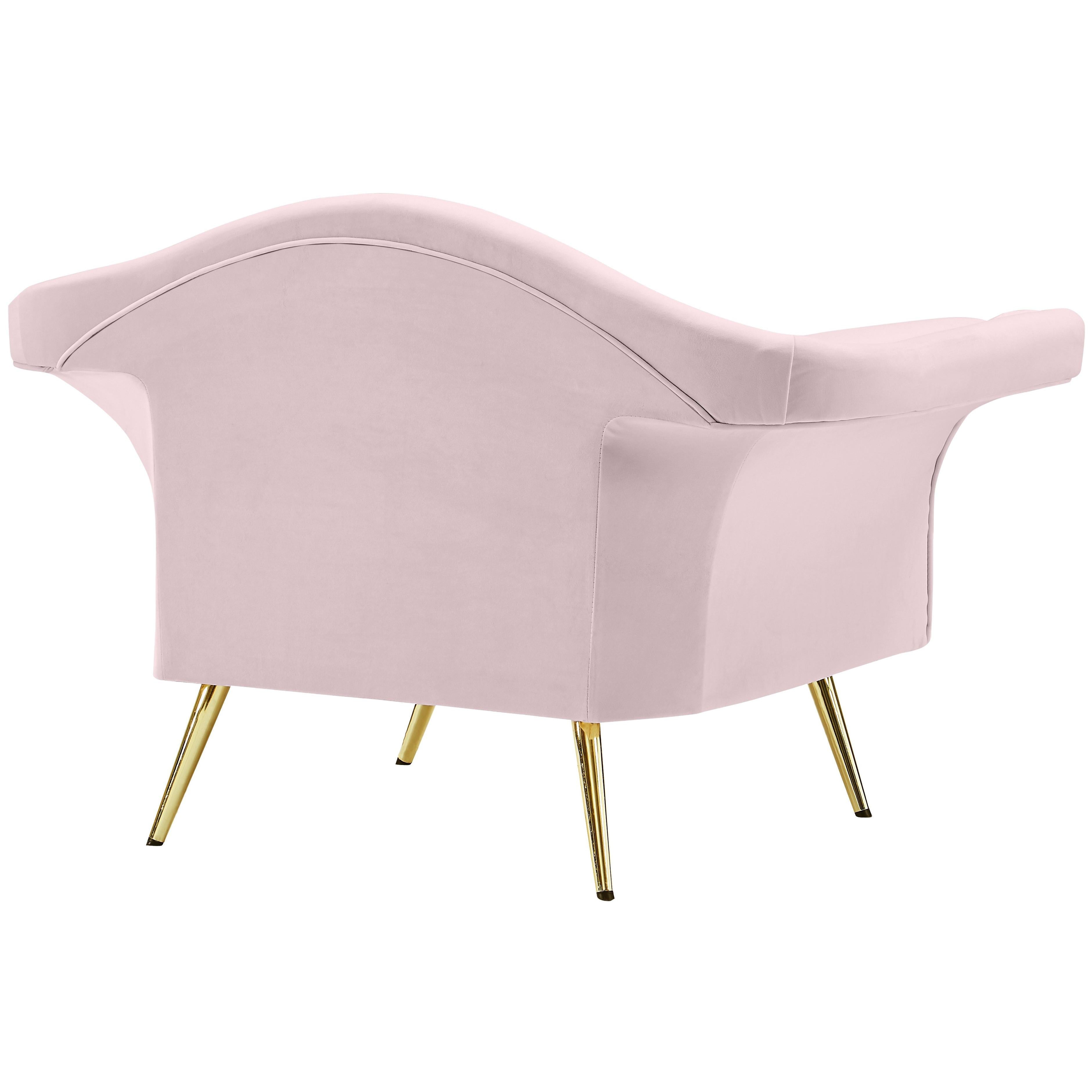 Meridian Lips Pink Velvet Chair