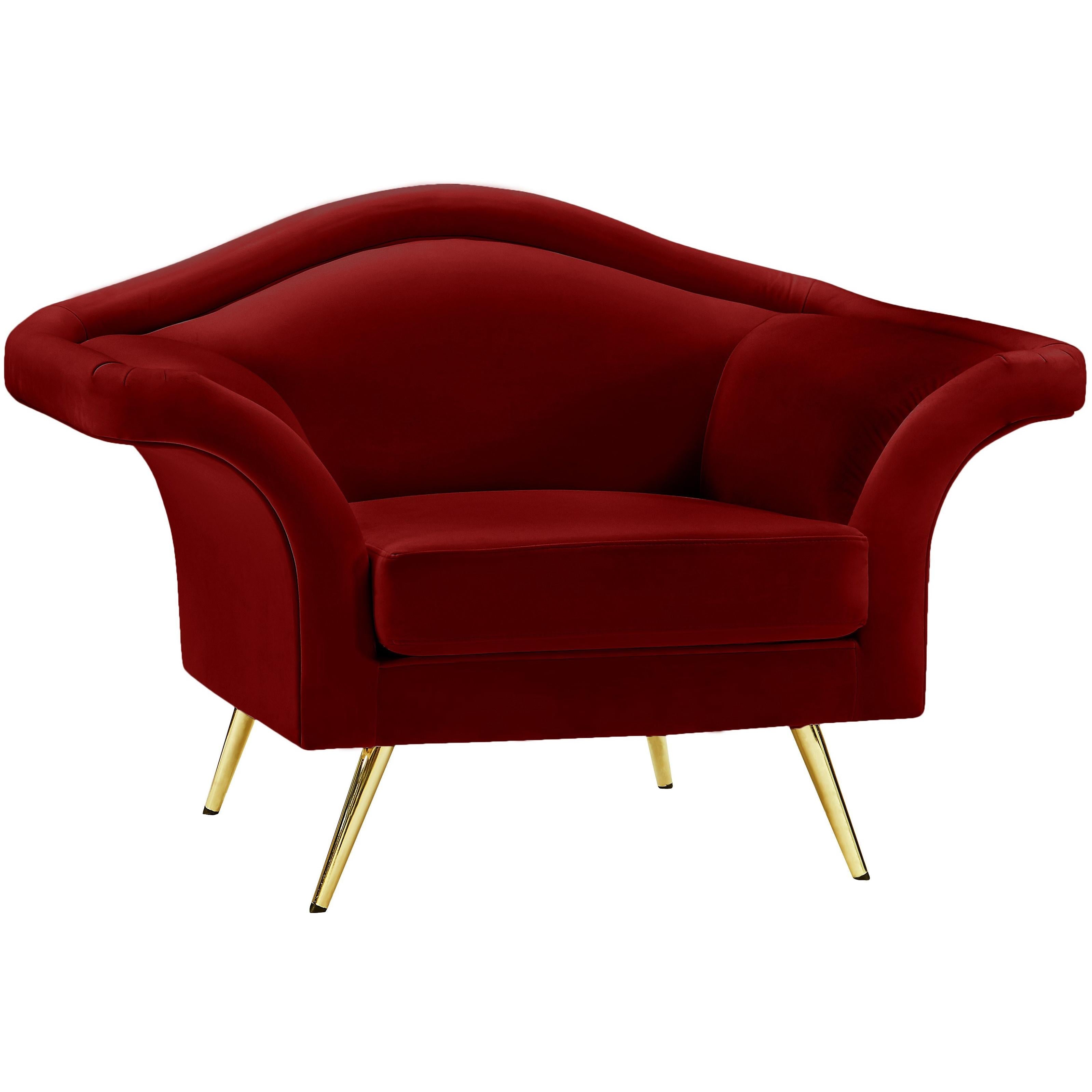 Meridian Lips Red Velvet Chair