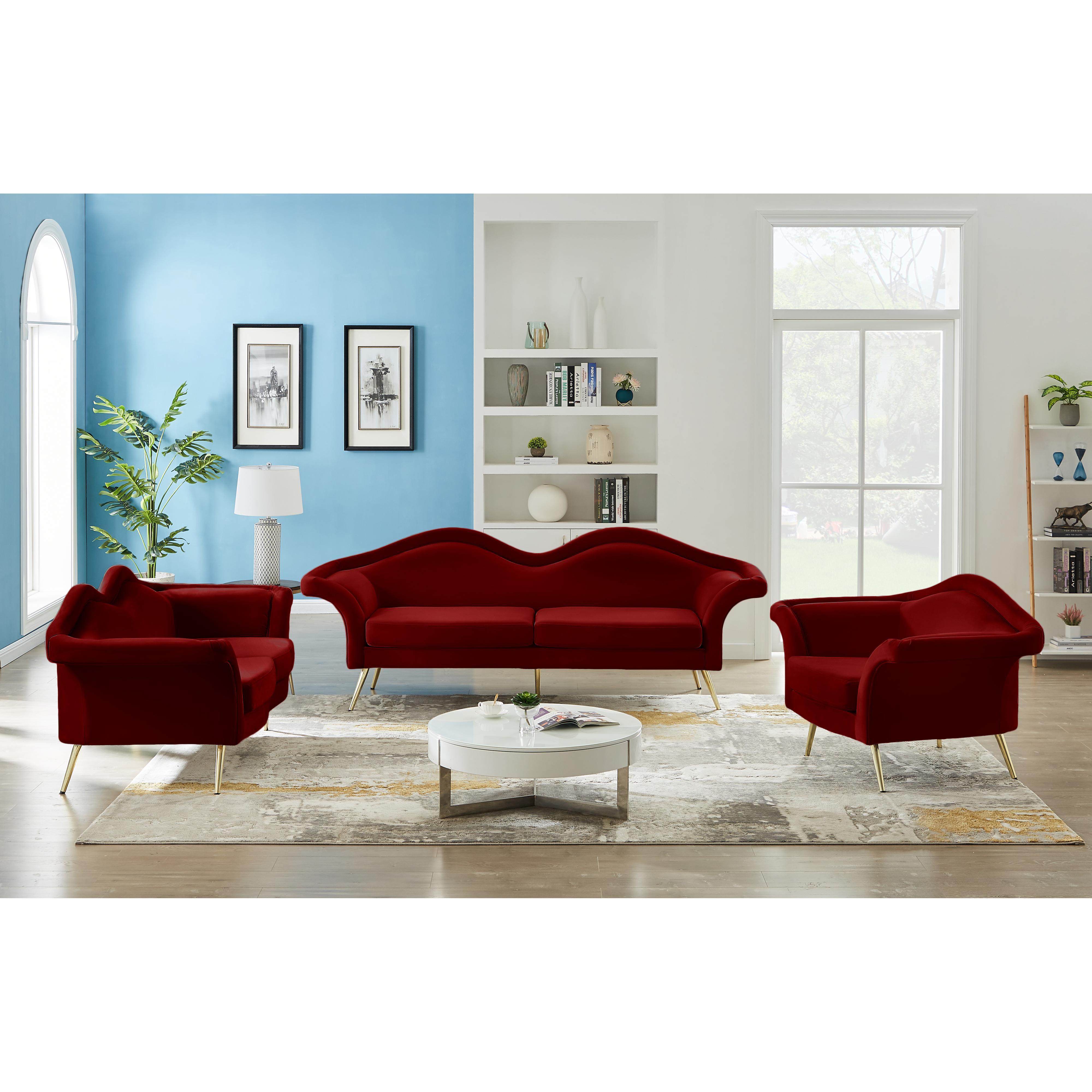 Meridian Lips Red Velvet Chair