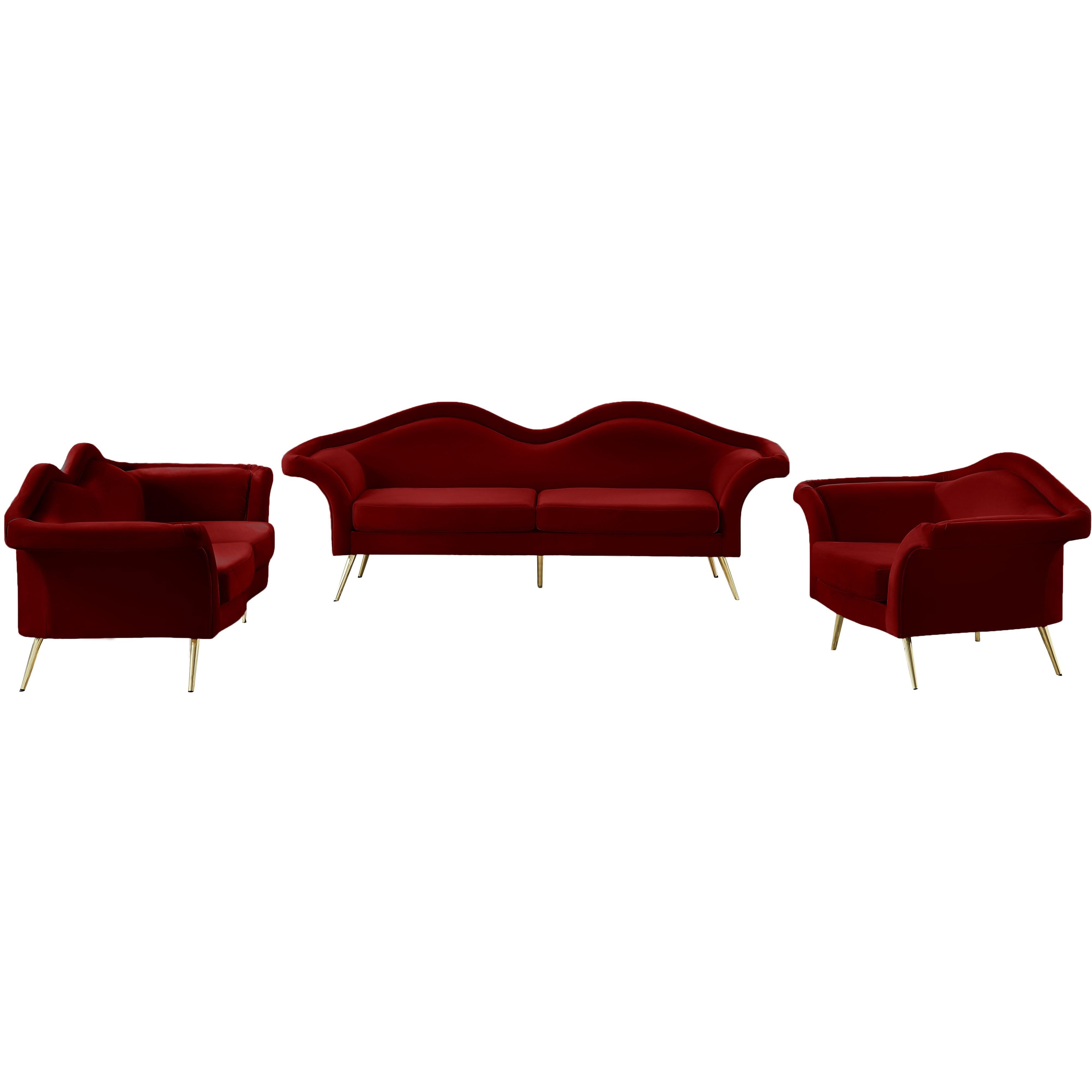 Meridian Lips Red Velvet Chair