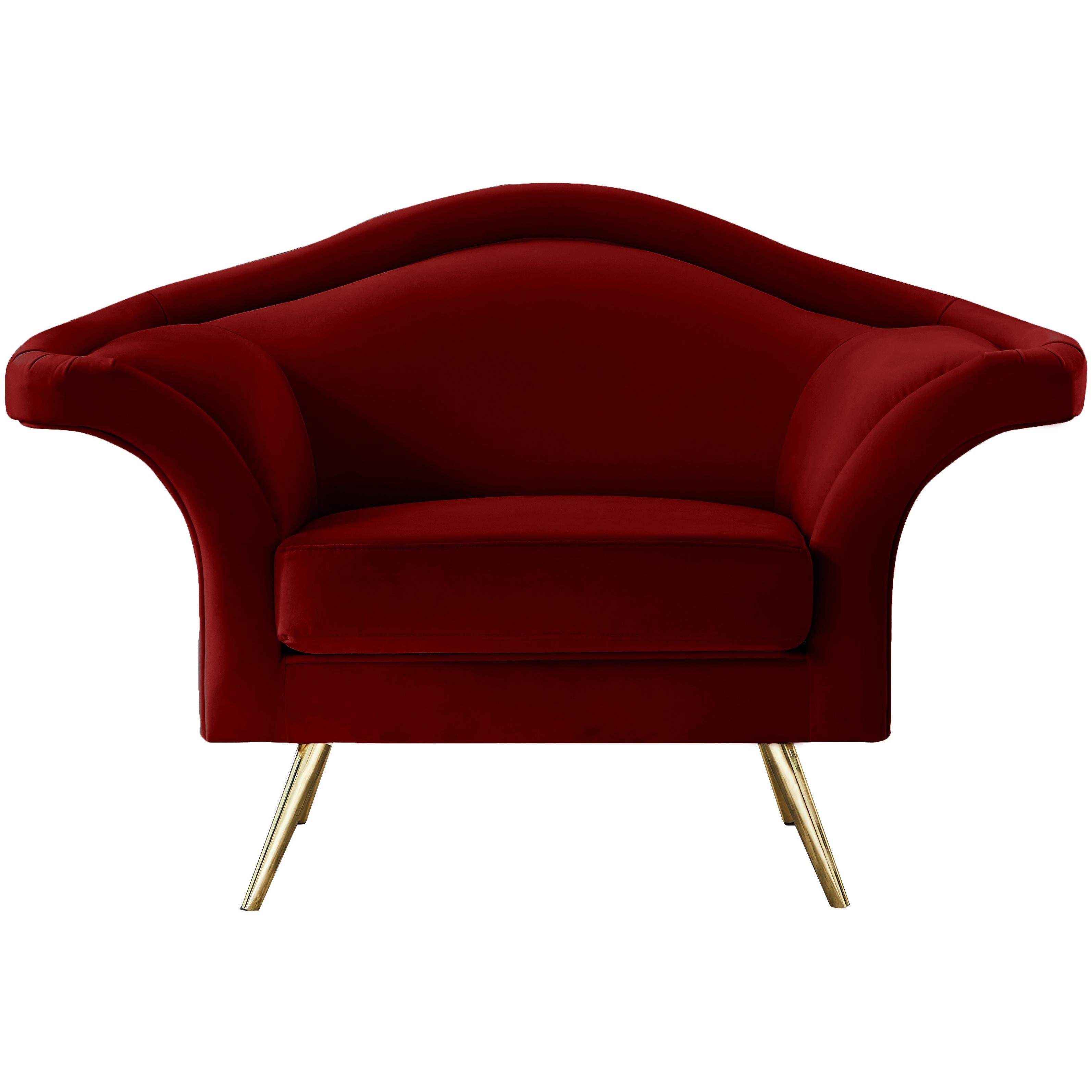 Meridian Lips Red Velvet Chair