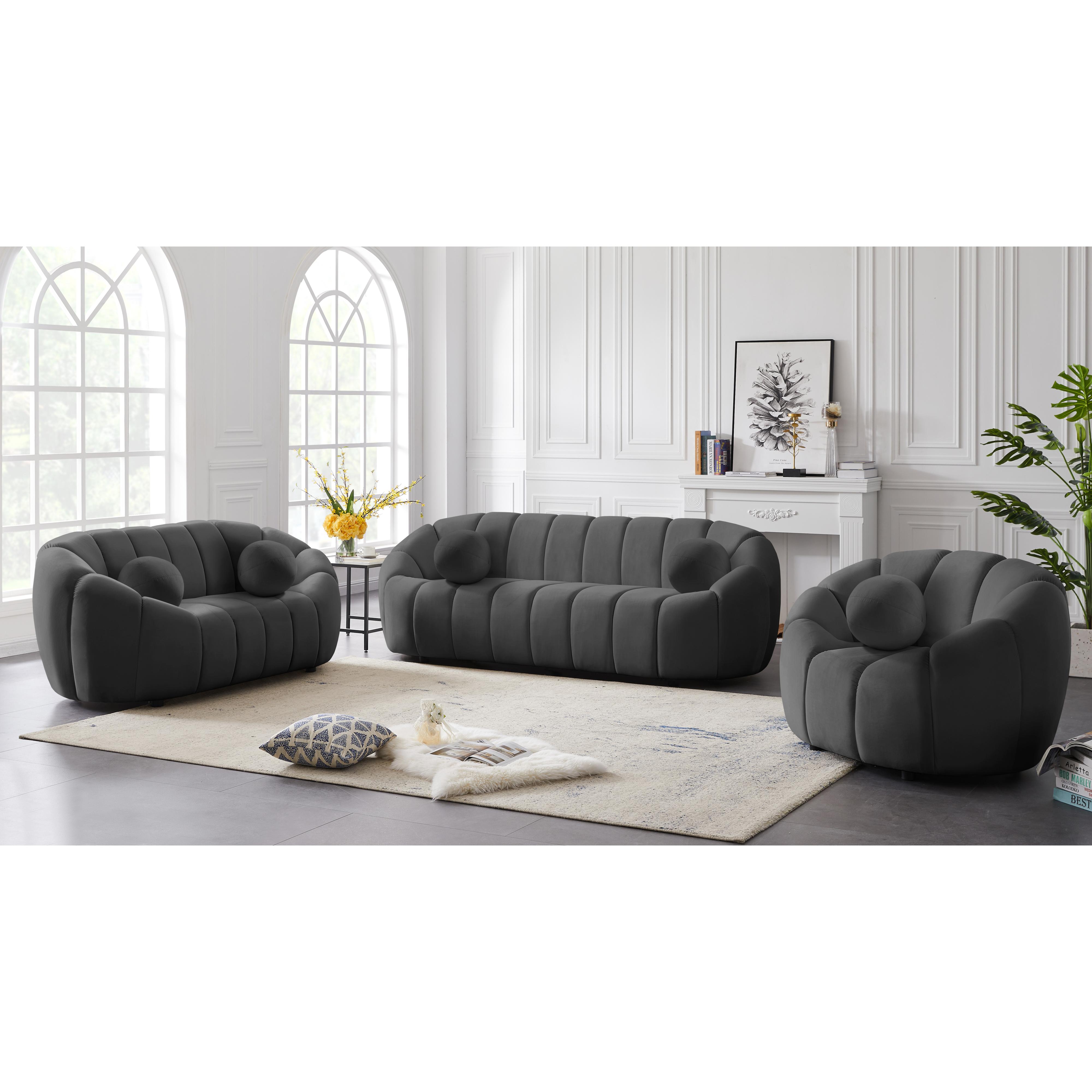 Meridian Elijah Grey Velvet Chair