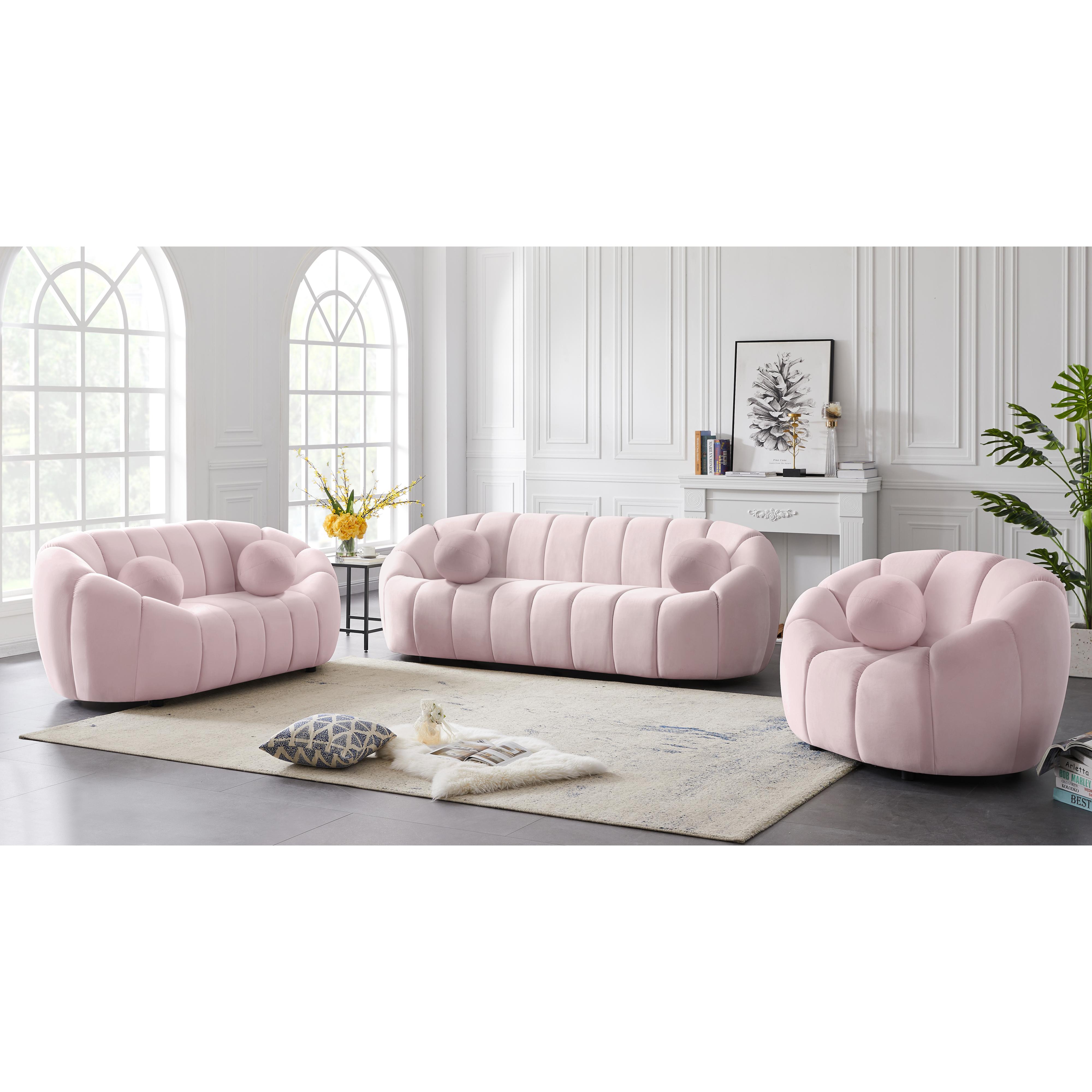 Meridian Elijah Pink Velvet Chair