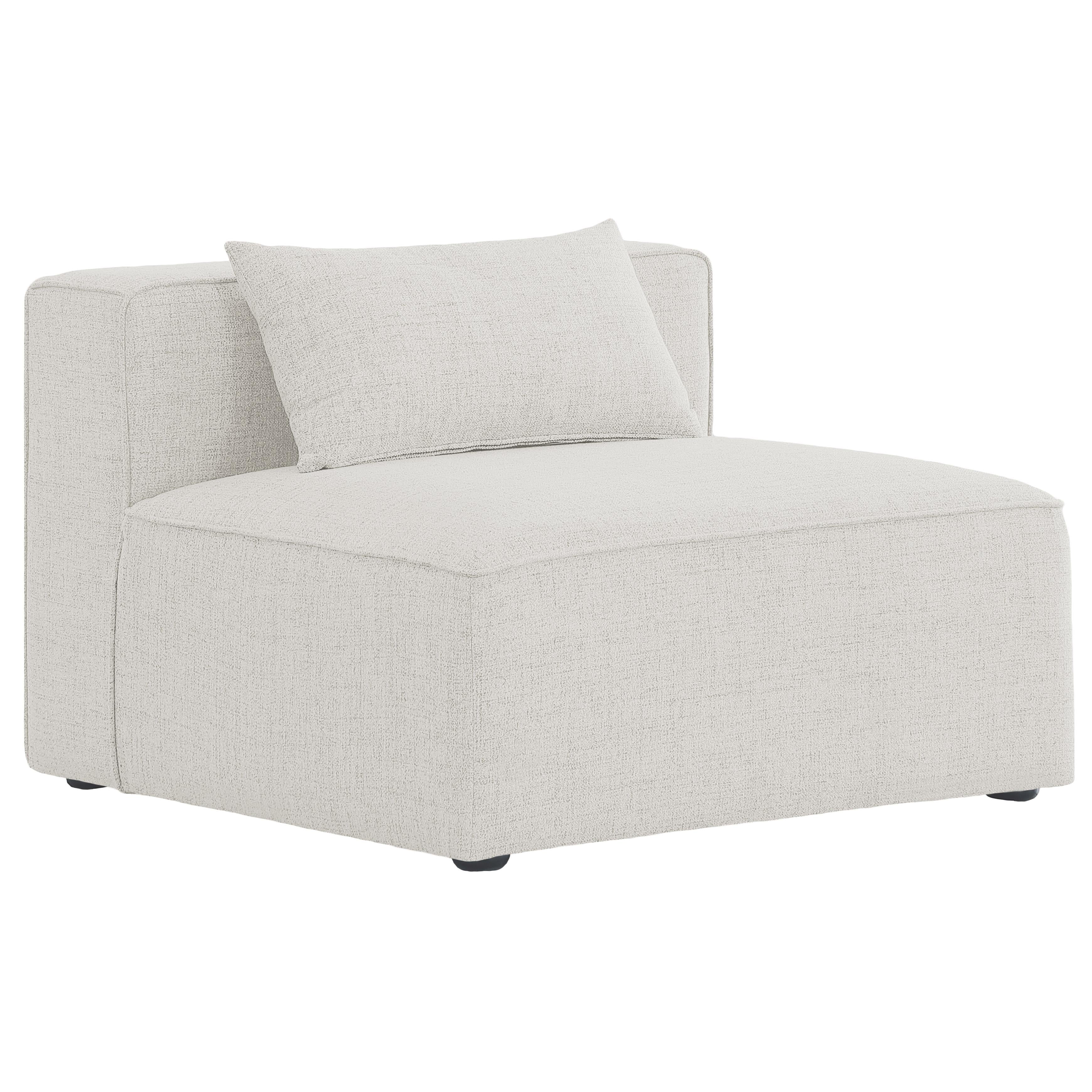 Meridian Cube Cream Durable Linen Textured Armless Chair