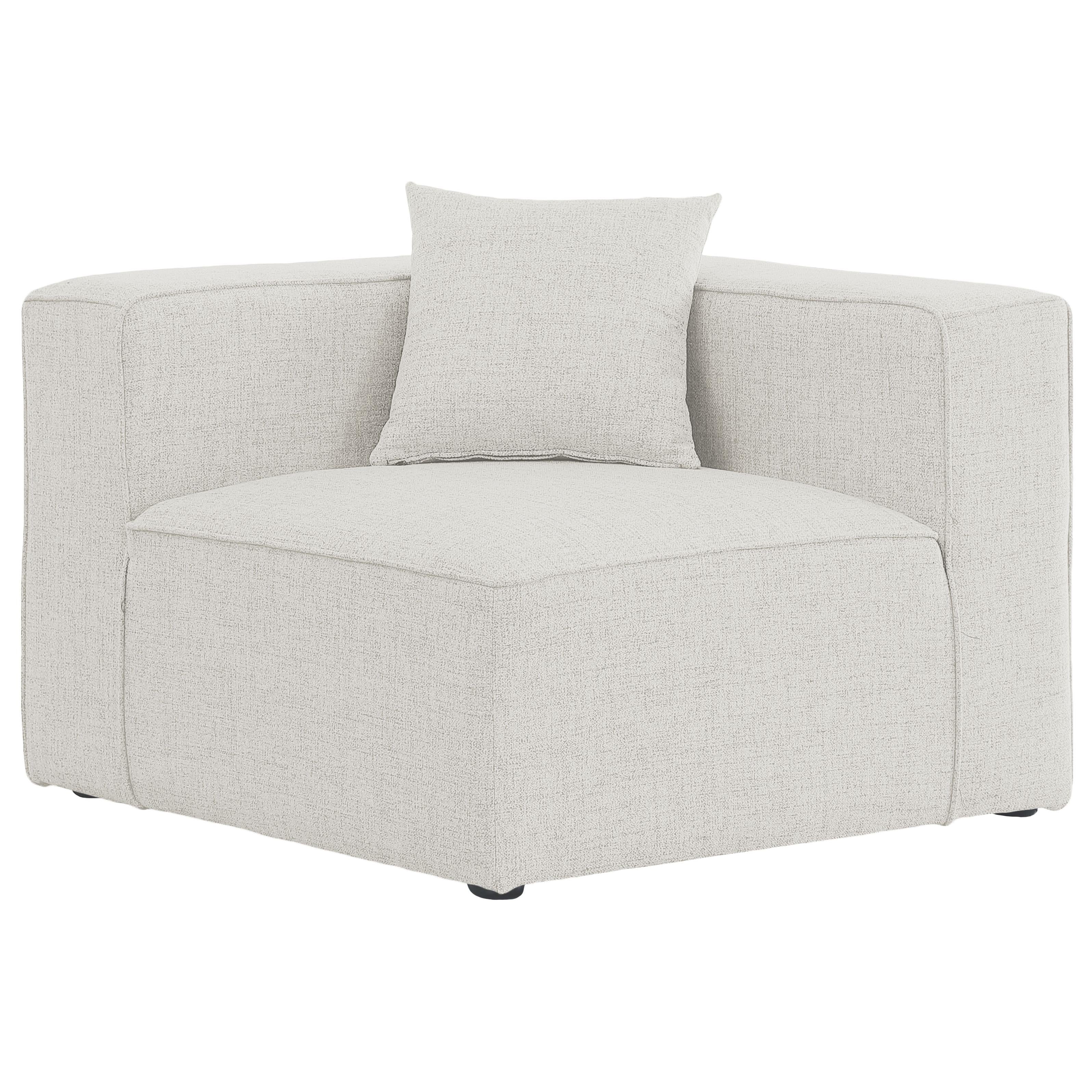Meridian Cube Cream Durable Linen Textured Corner Chair