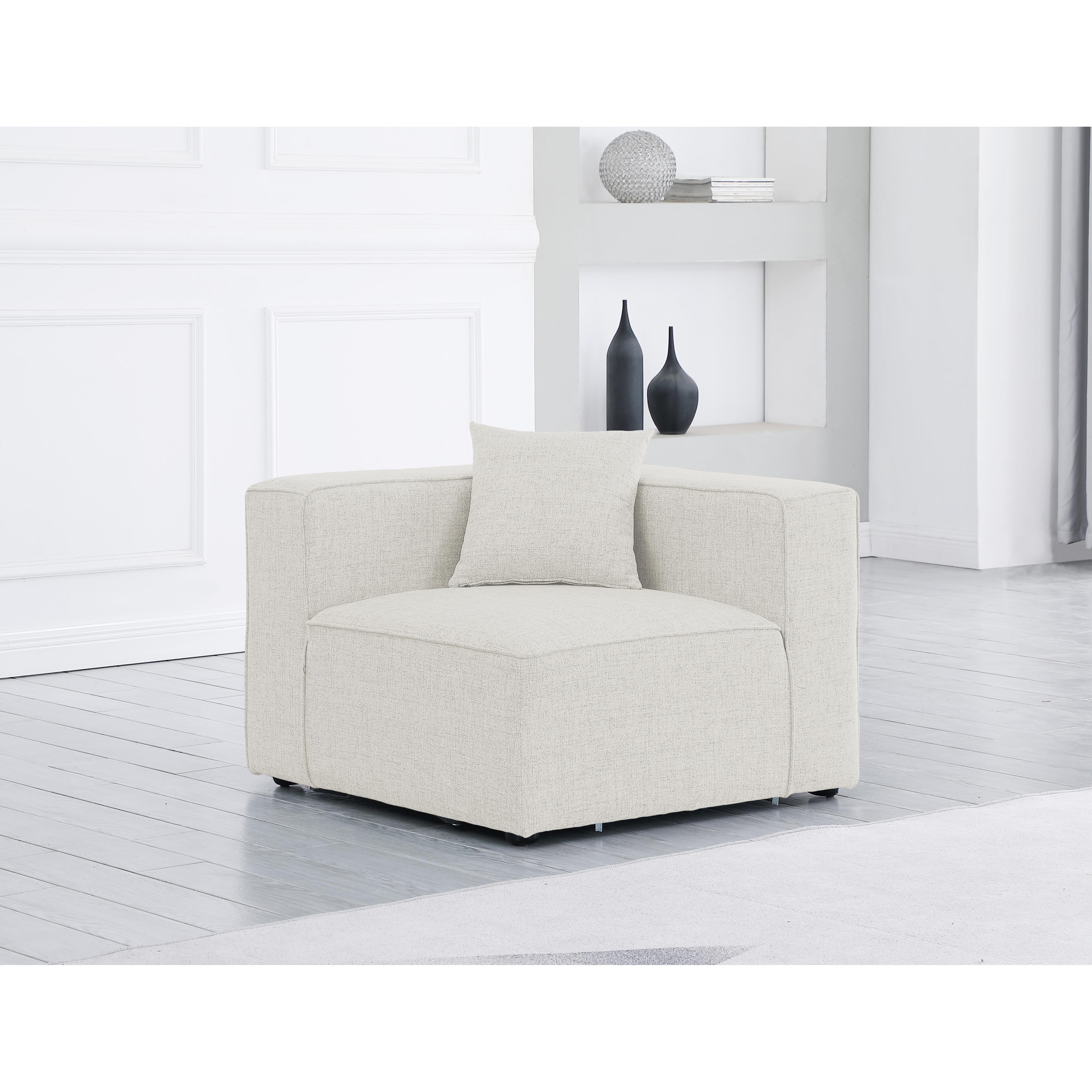 Meridian Cube Cream Durable Linen Textured Corner Chair