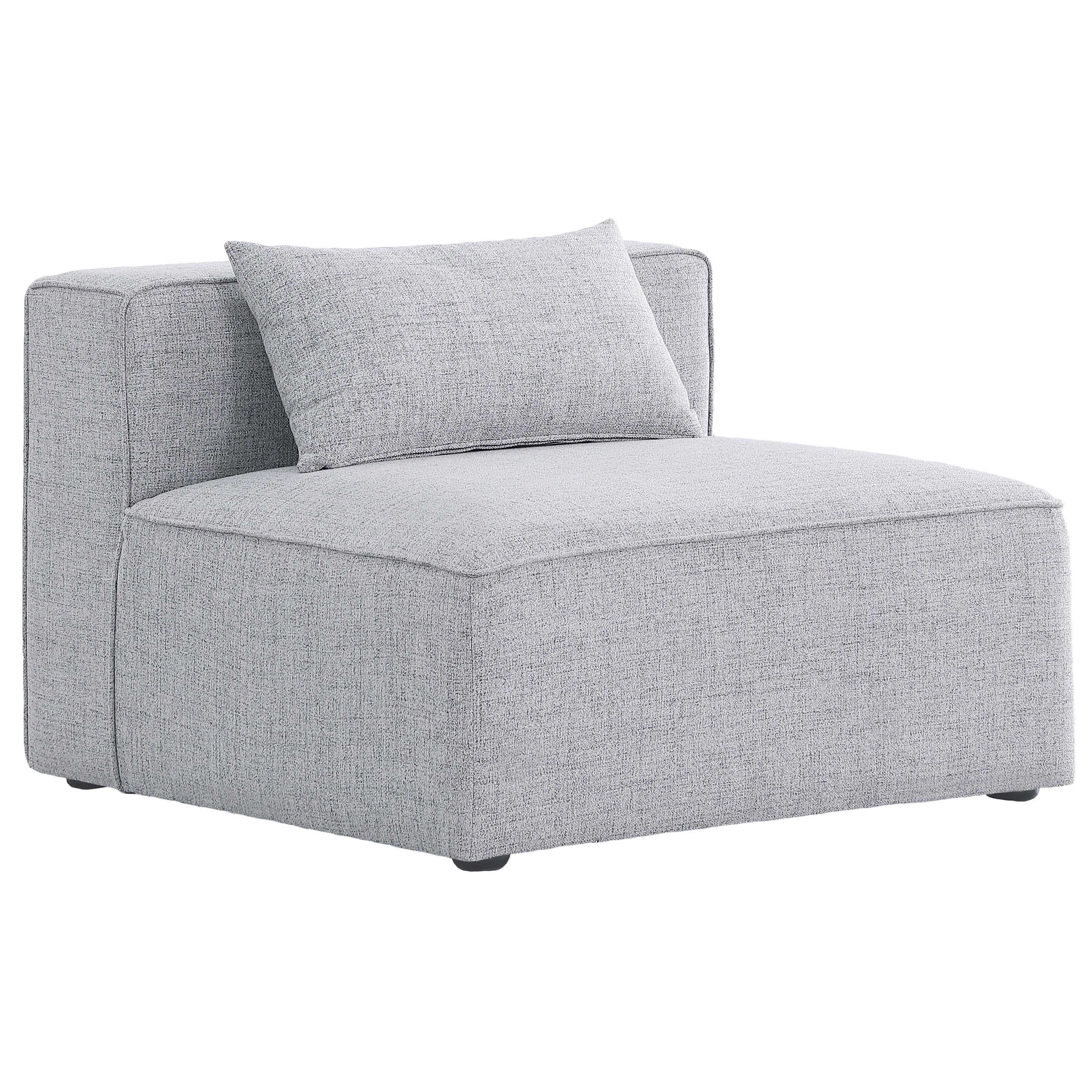 Meridian Cube Grey Durable Linen Textured Armless Chair