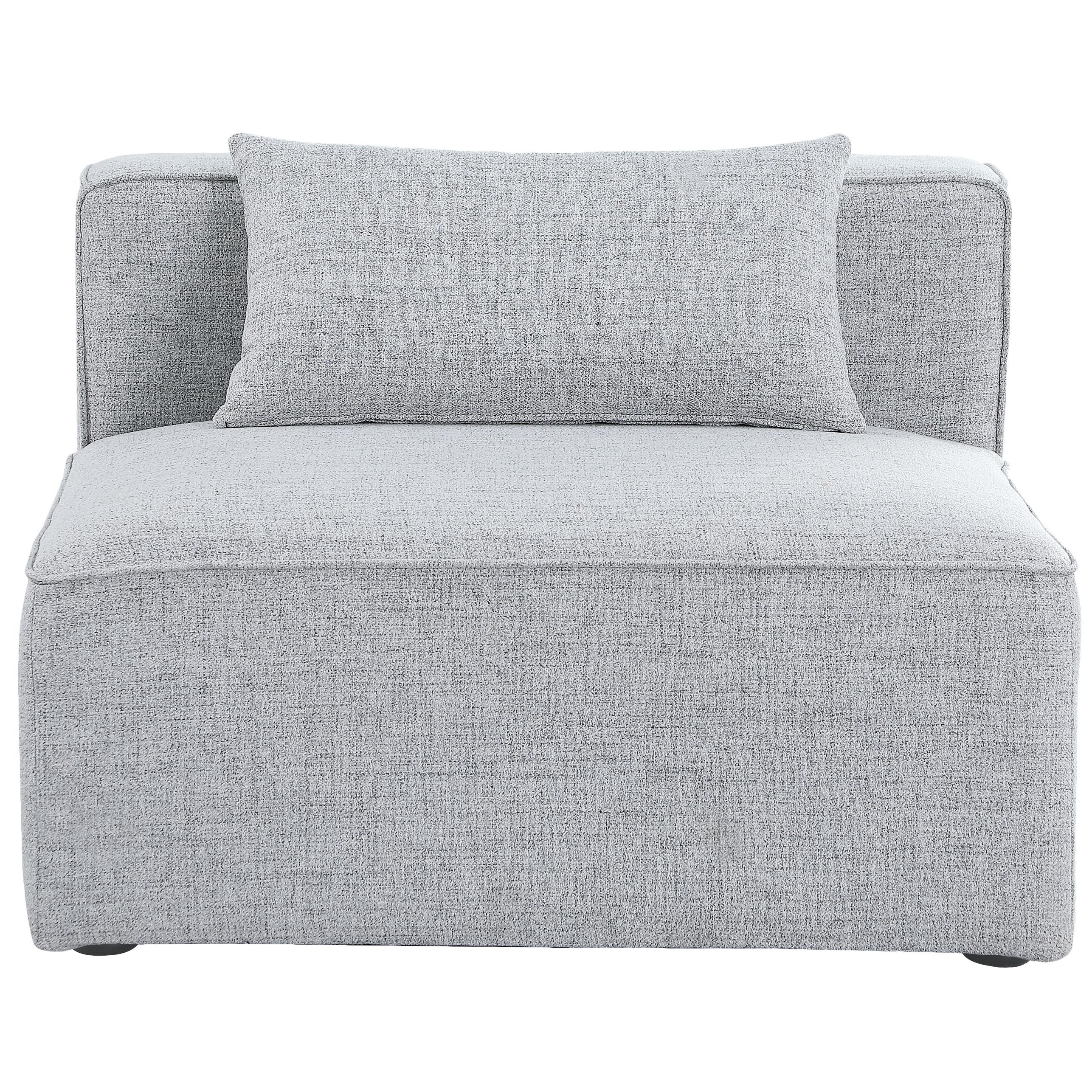 Meridian Cube Grey Durable Linen Textured Armless Chair