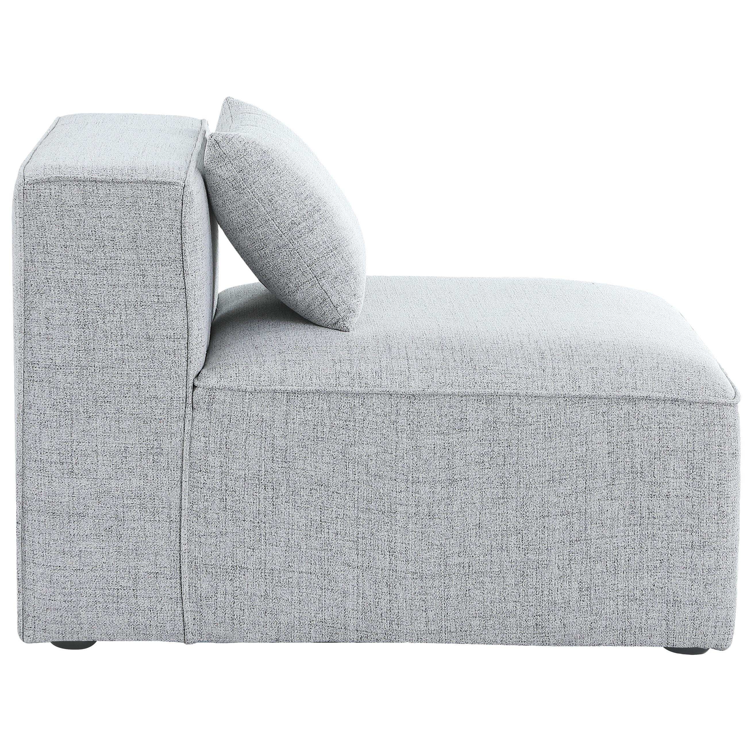 Meridian Cube Grey Durable Linen Textured Armless Chair
