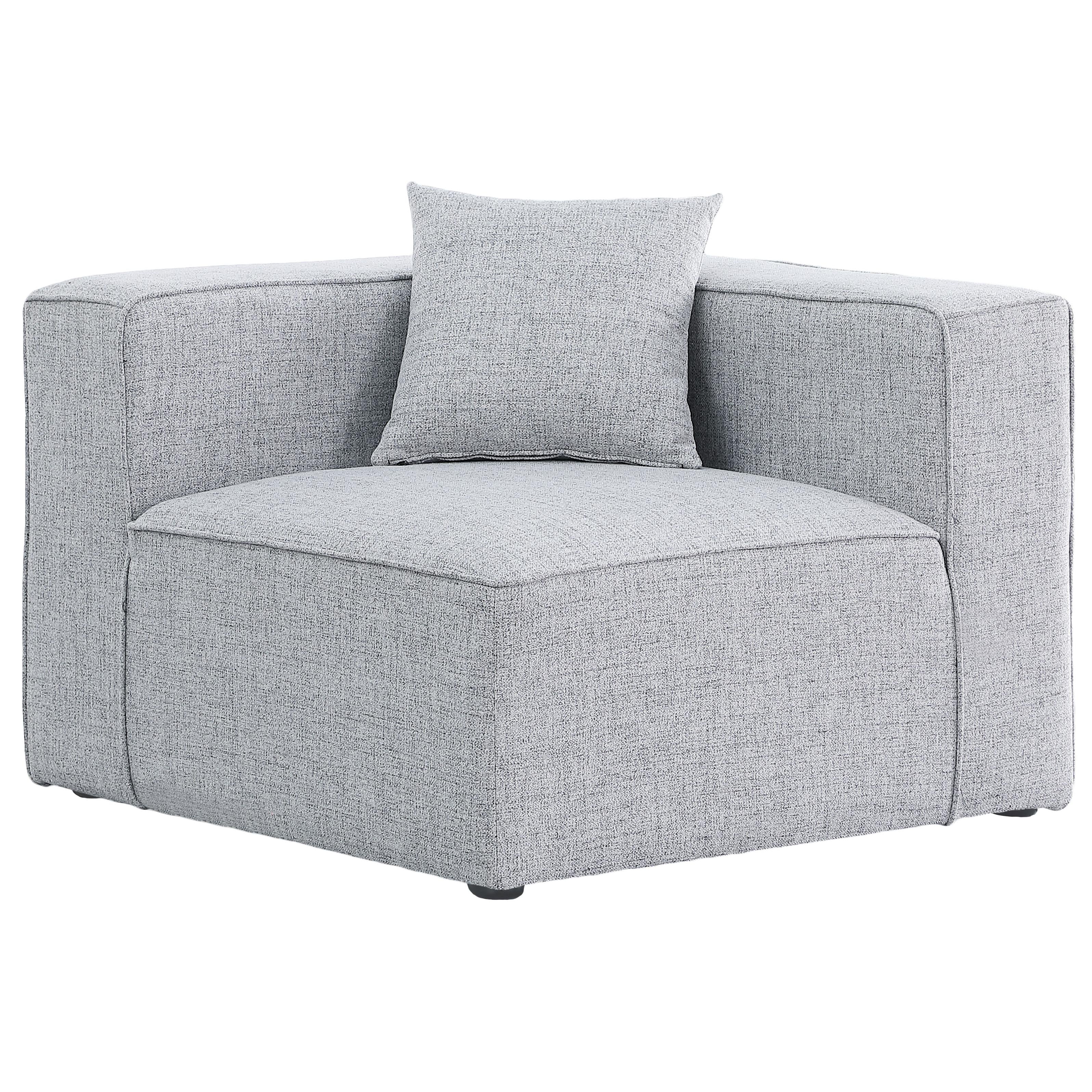 Meridian Cube Grey Durable Linen Textured Corner Chair