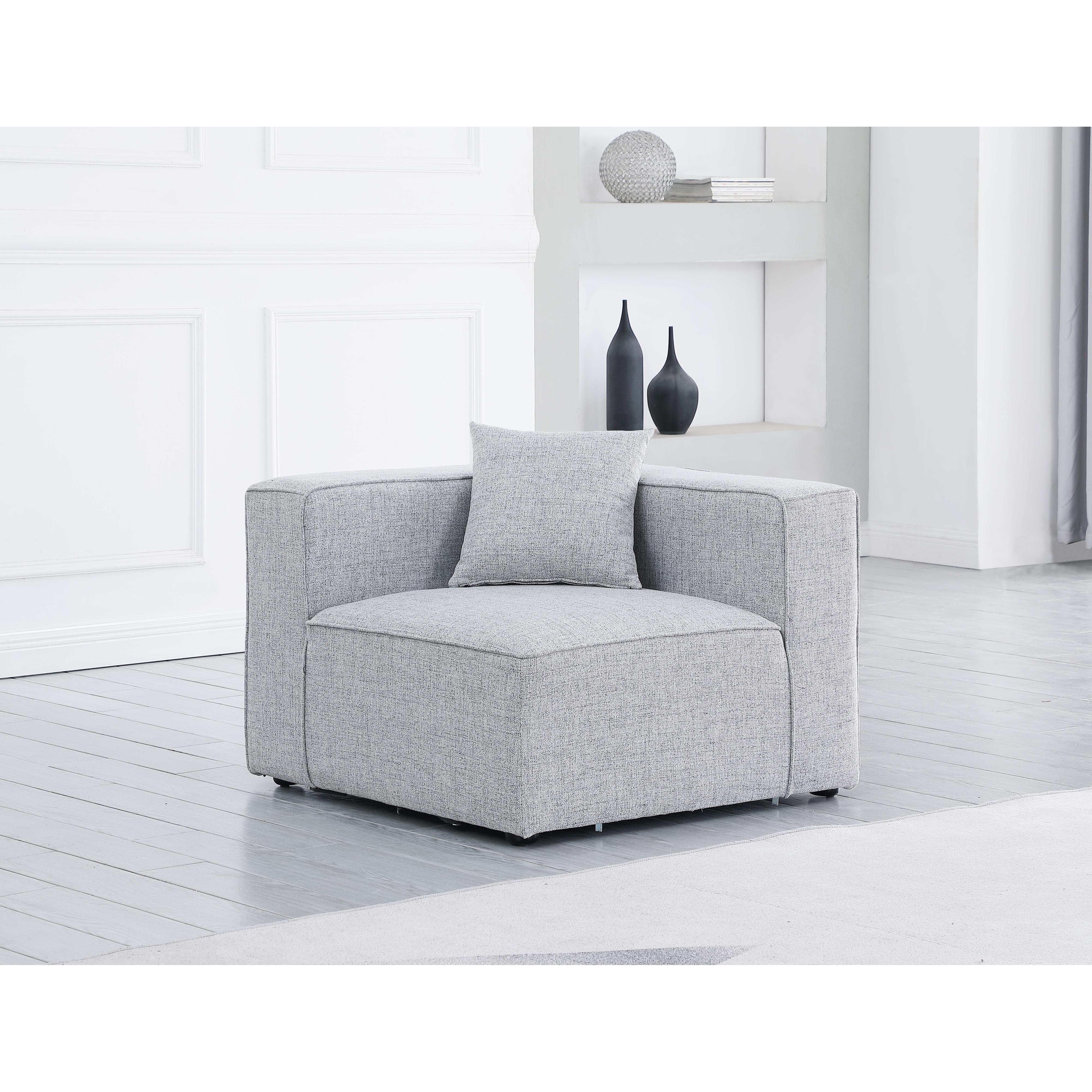 Meridian Cube Grey Durable Linen Textured Corner Chair