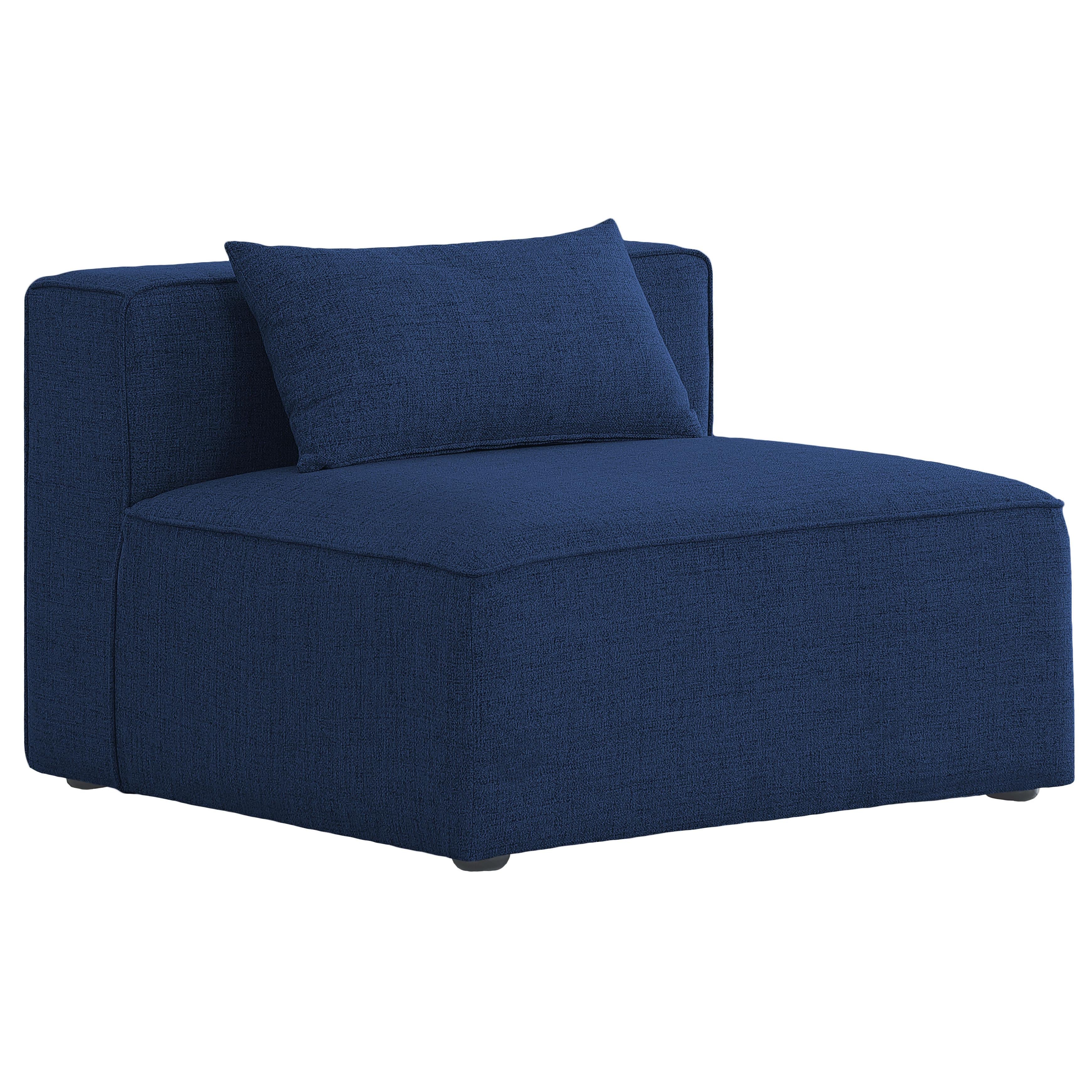 Meridian Cube Navy Durable Linen Textured Armless Chair