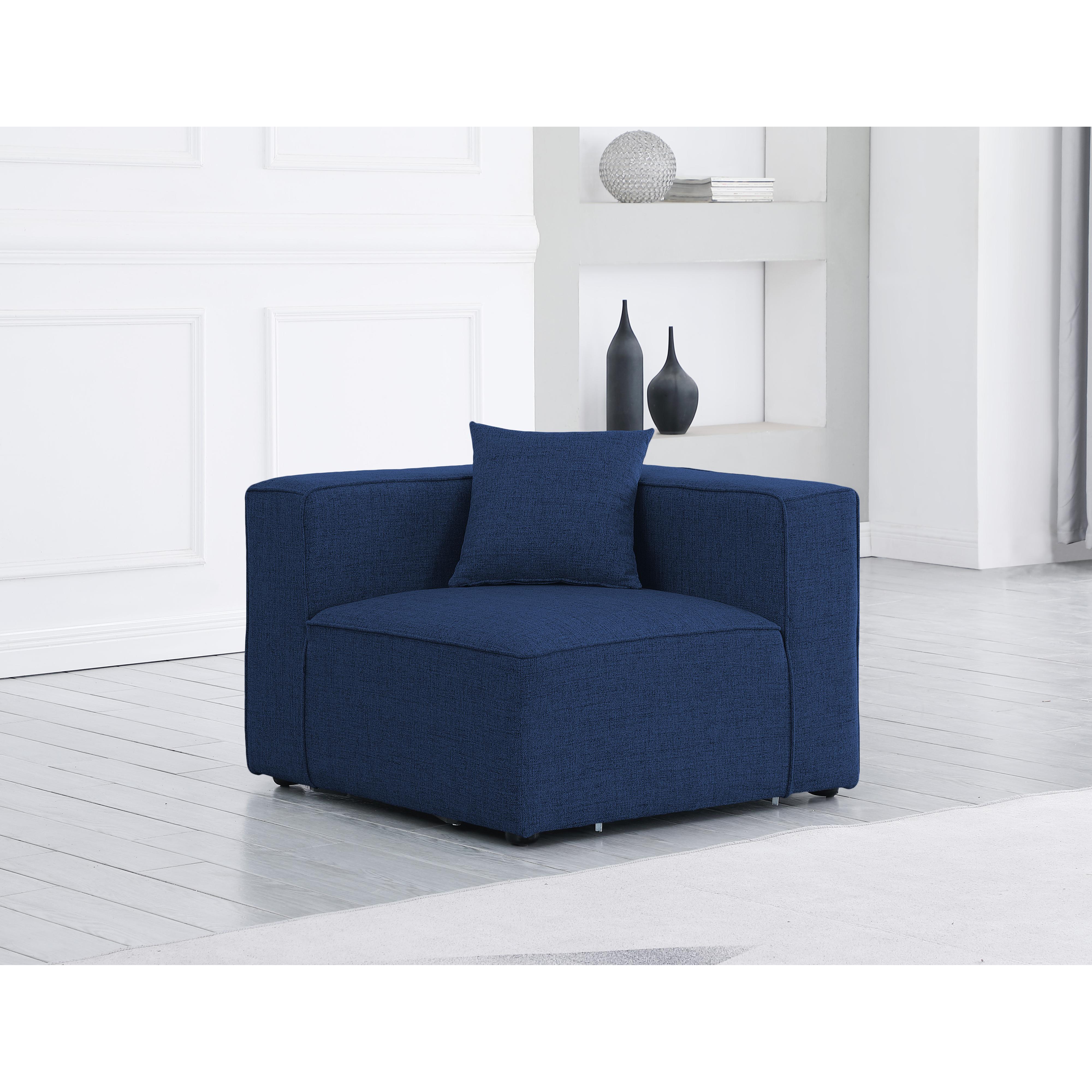 Meridian Cube Navy Durable Linen Textured Corner Chair