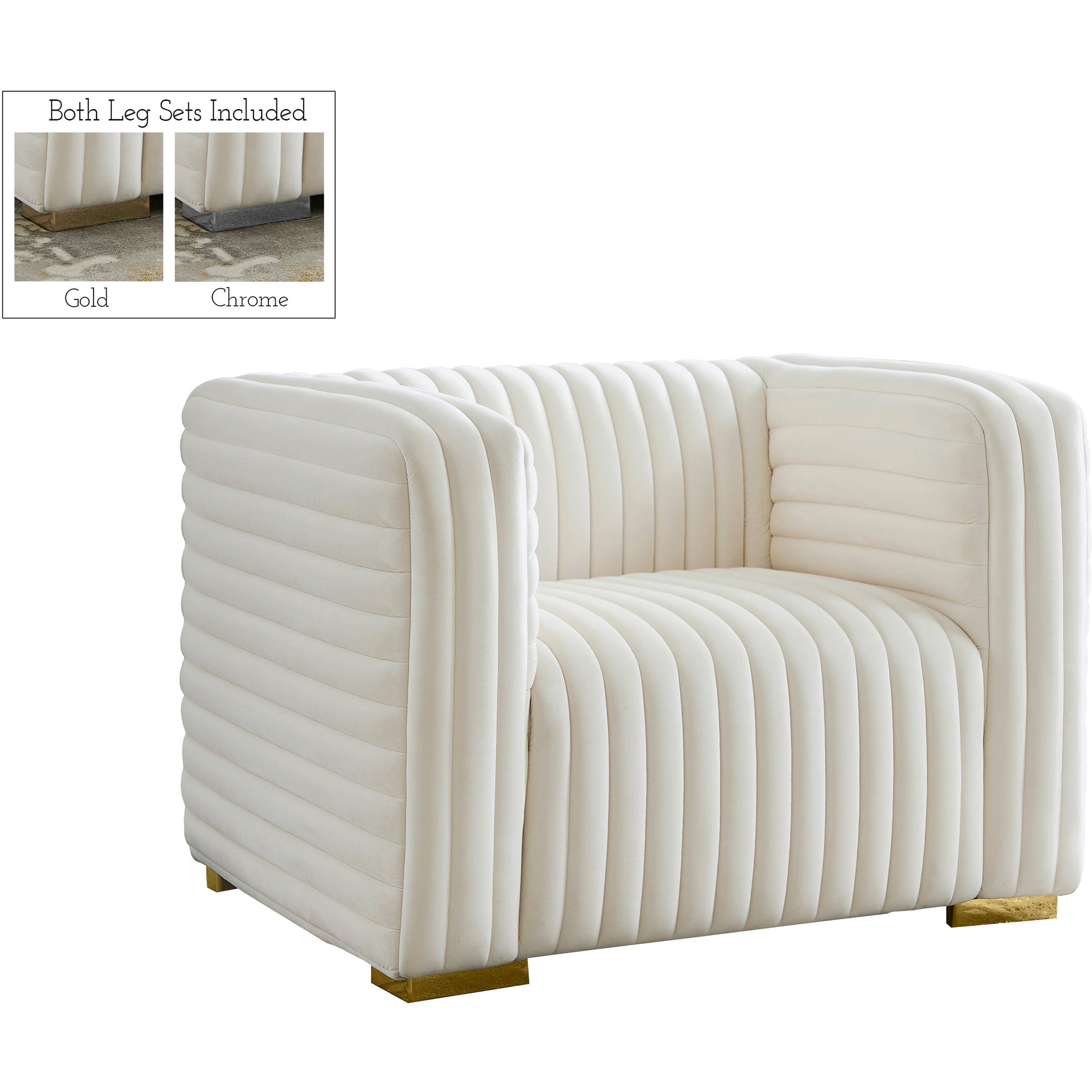 Meridian Ravish Cream Velvet Chair