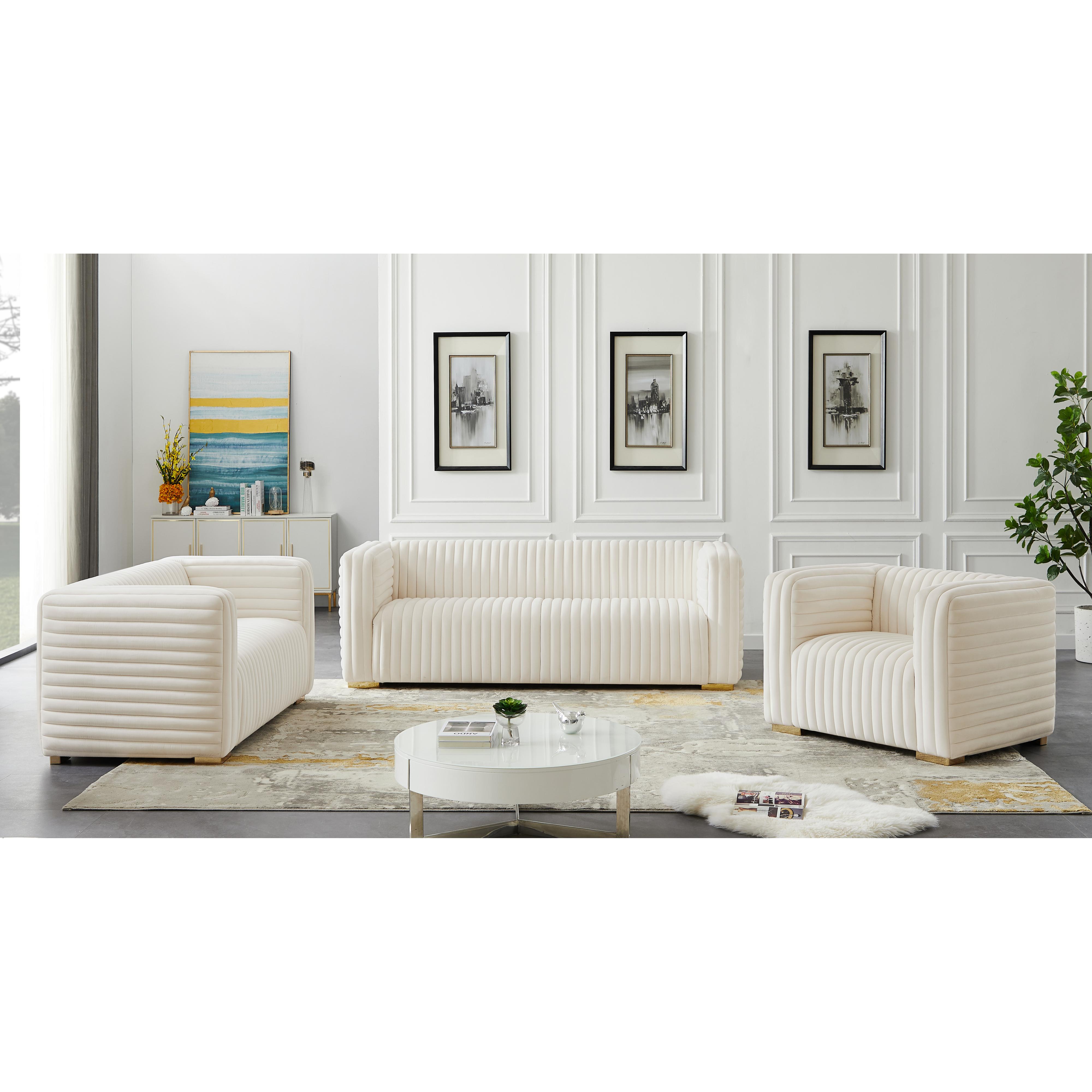 Meridian Ravish Cream Velvet Chair