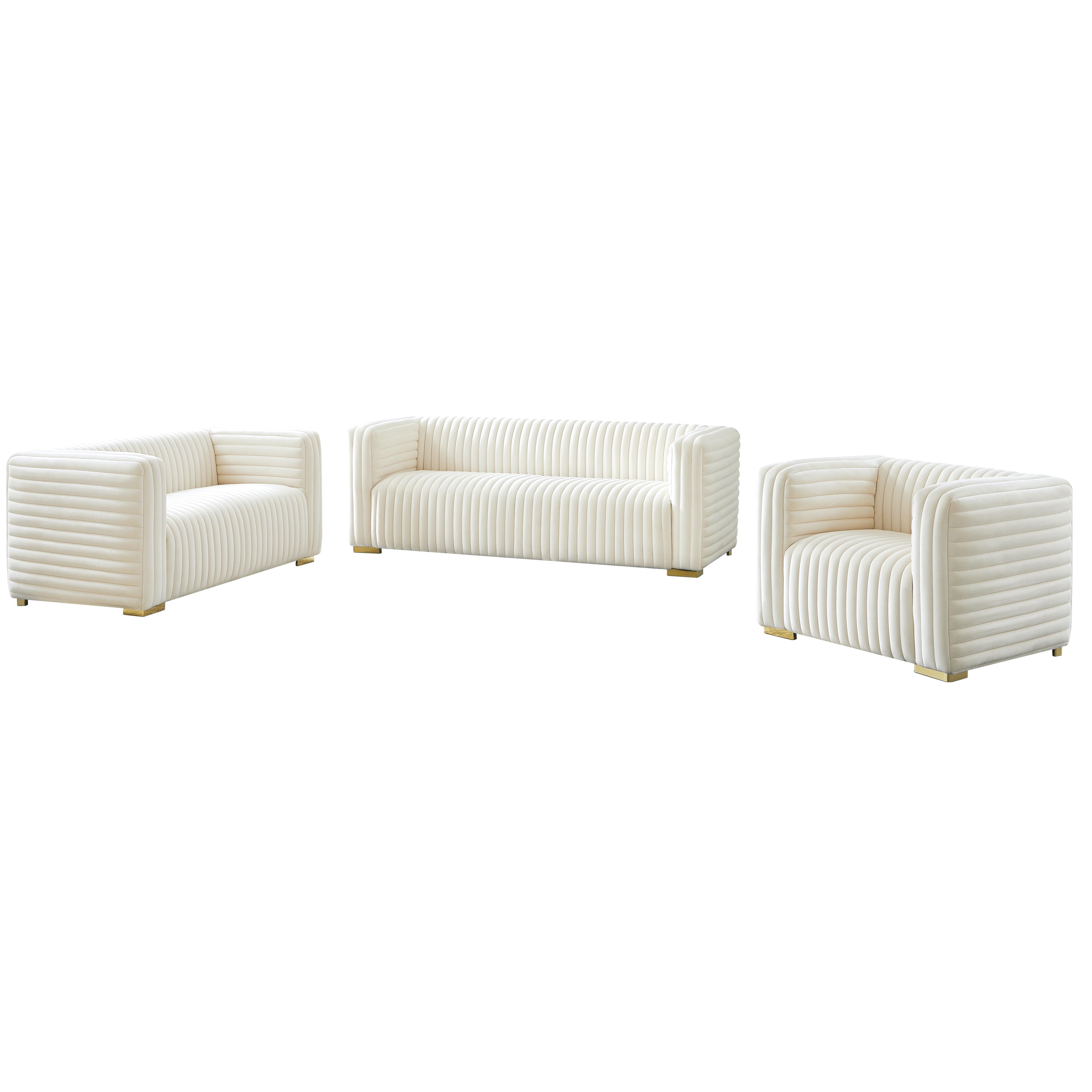 Meridian Ravish Cream Velvet Chair