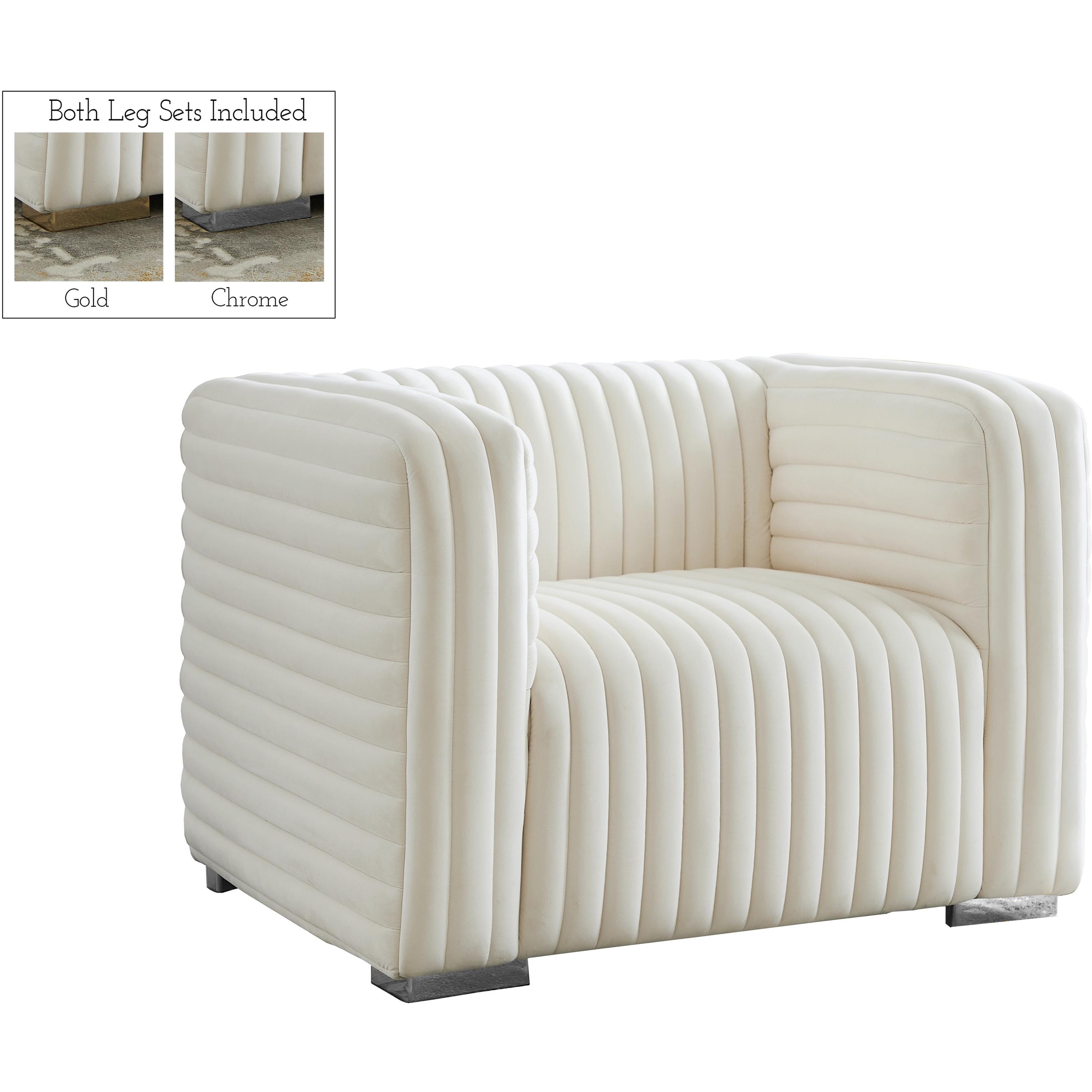 Meridian Ravish Cream Velvet Chair