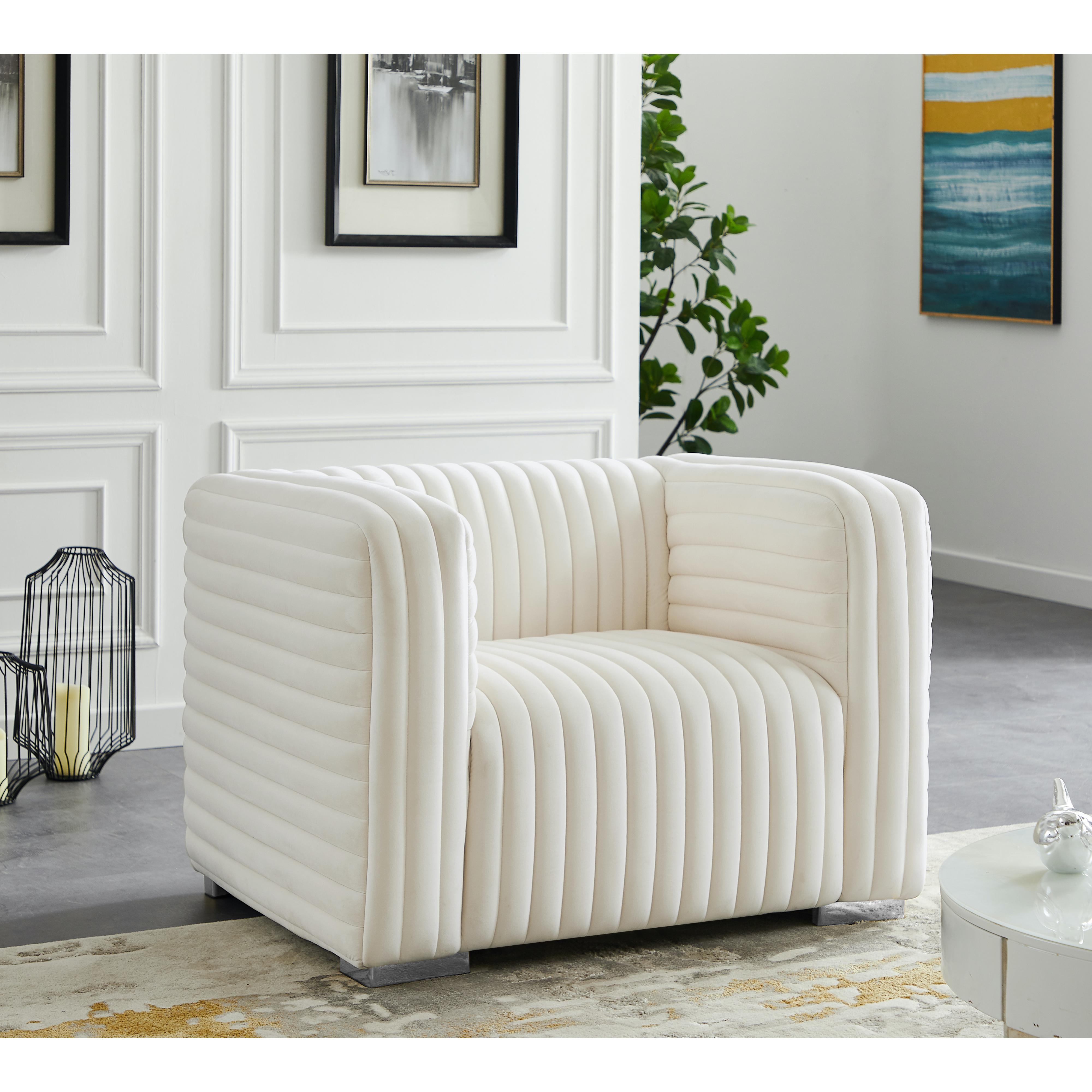 Meridian Ravish Cream Velvet Chair