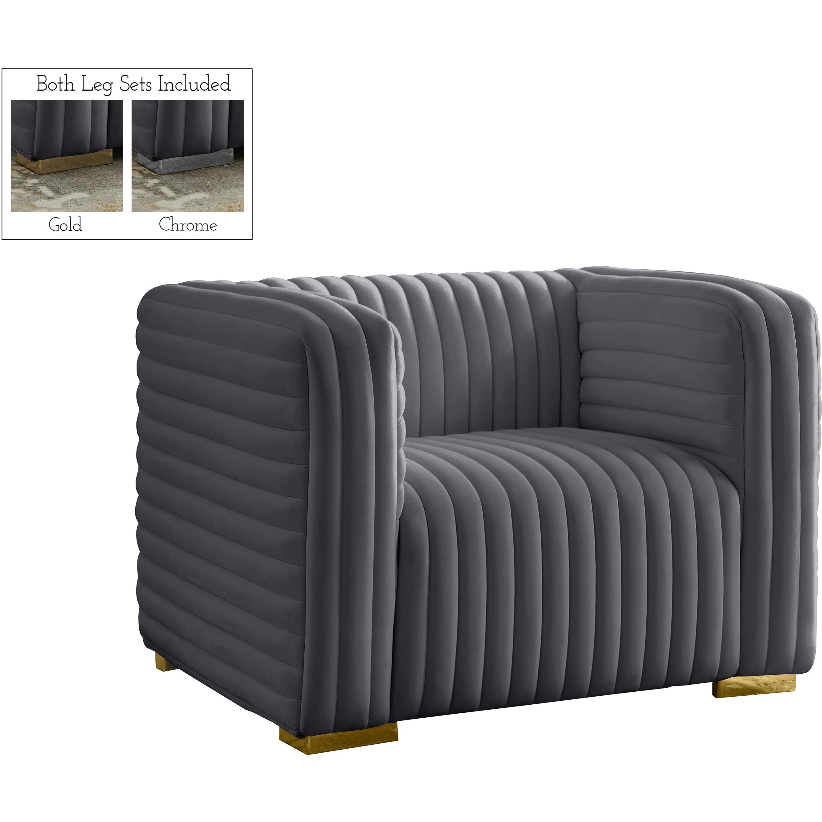 Meridian Ravish Grey Velvet Chair