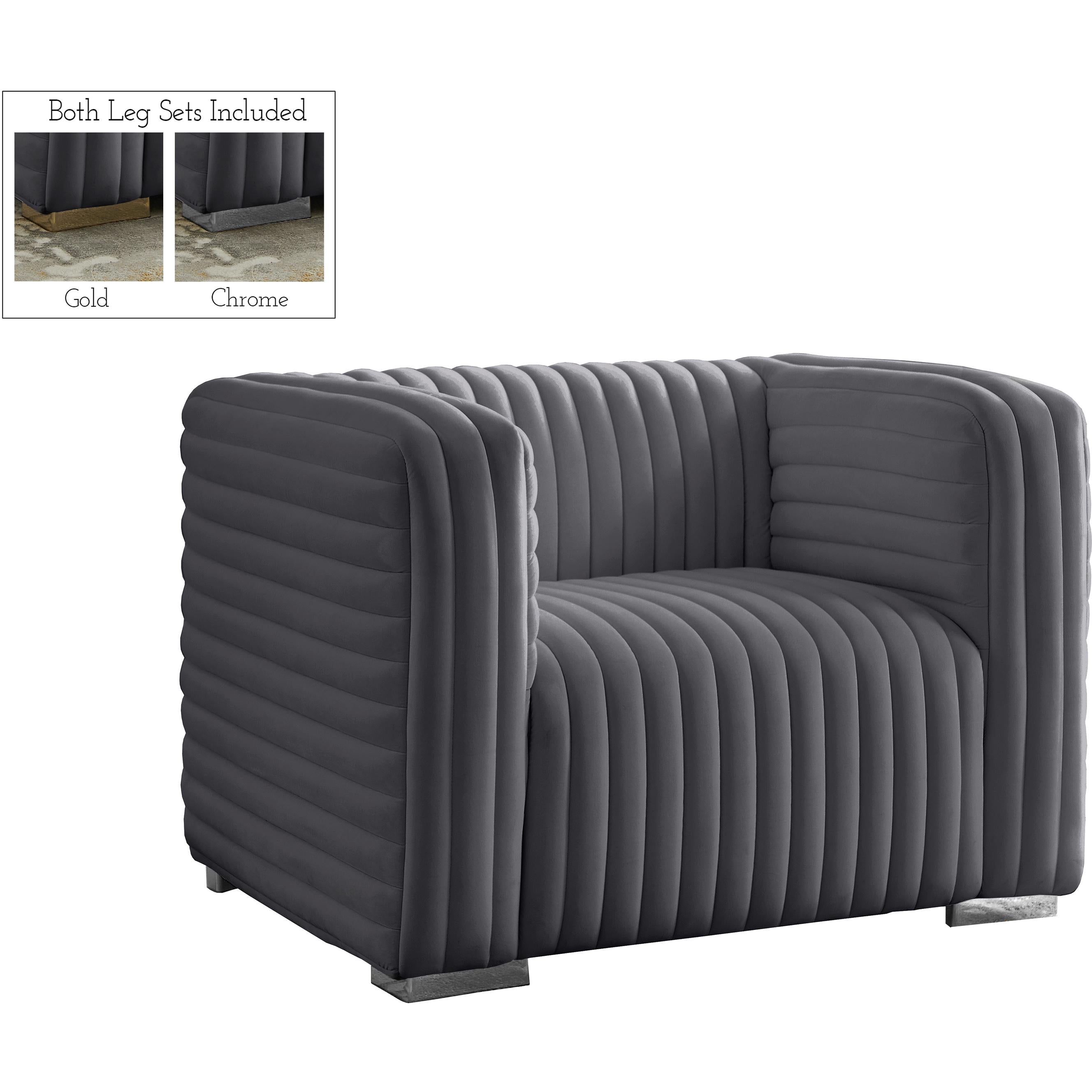 Meridian Ravish Grey Velvet Chair