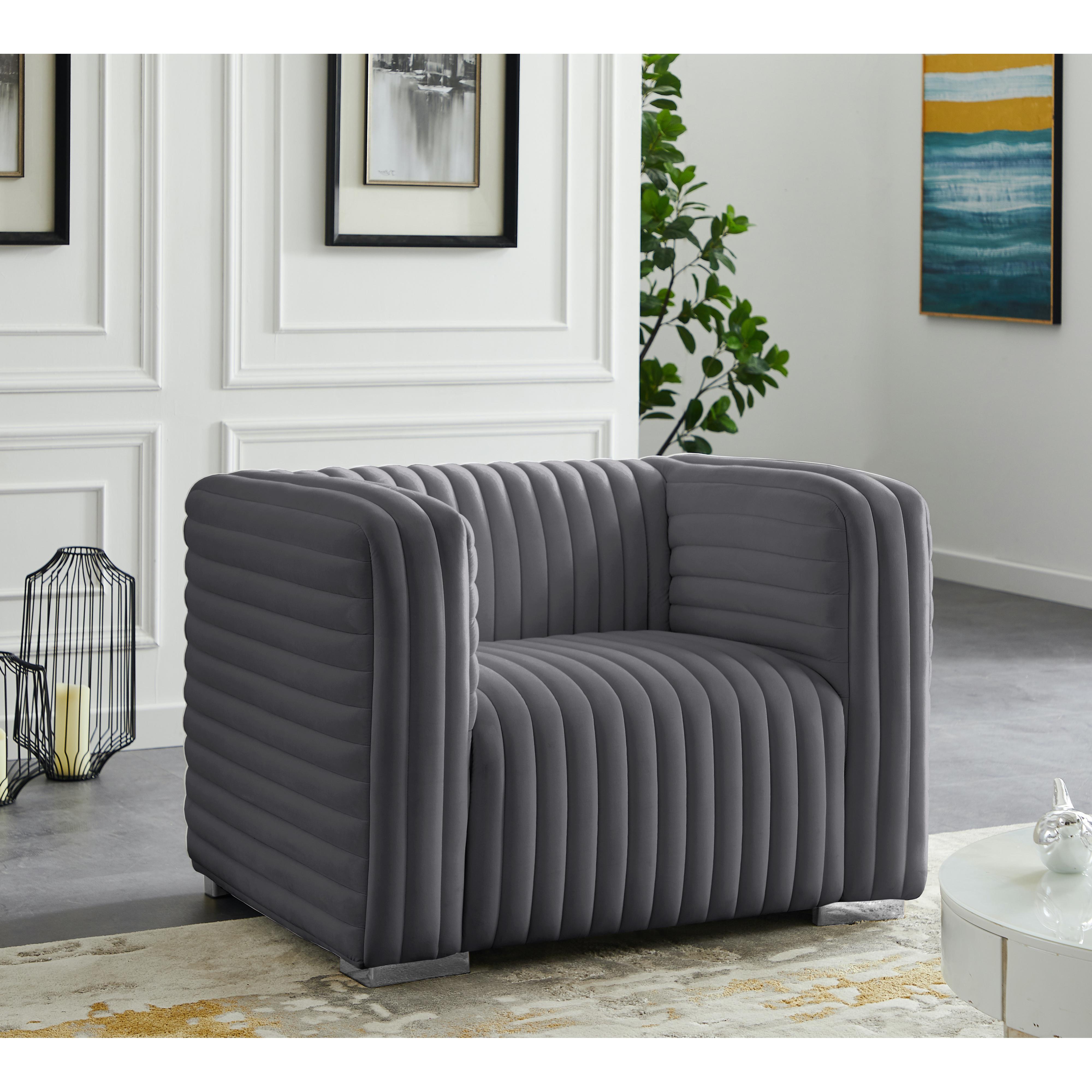 Meridian Ravish Grey Velvet Chair
