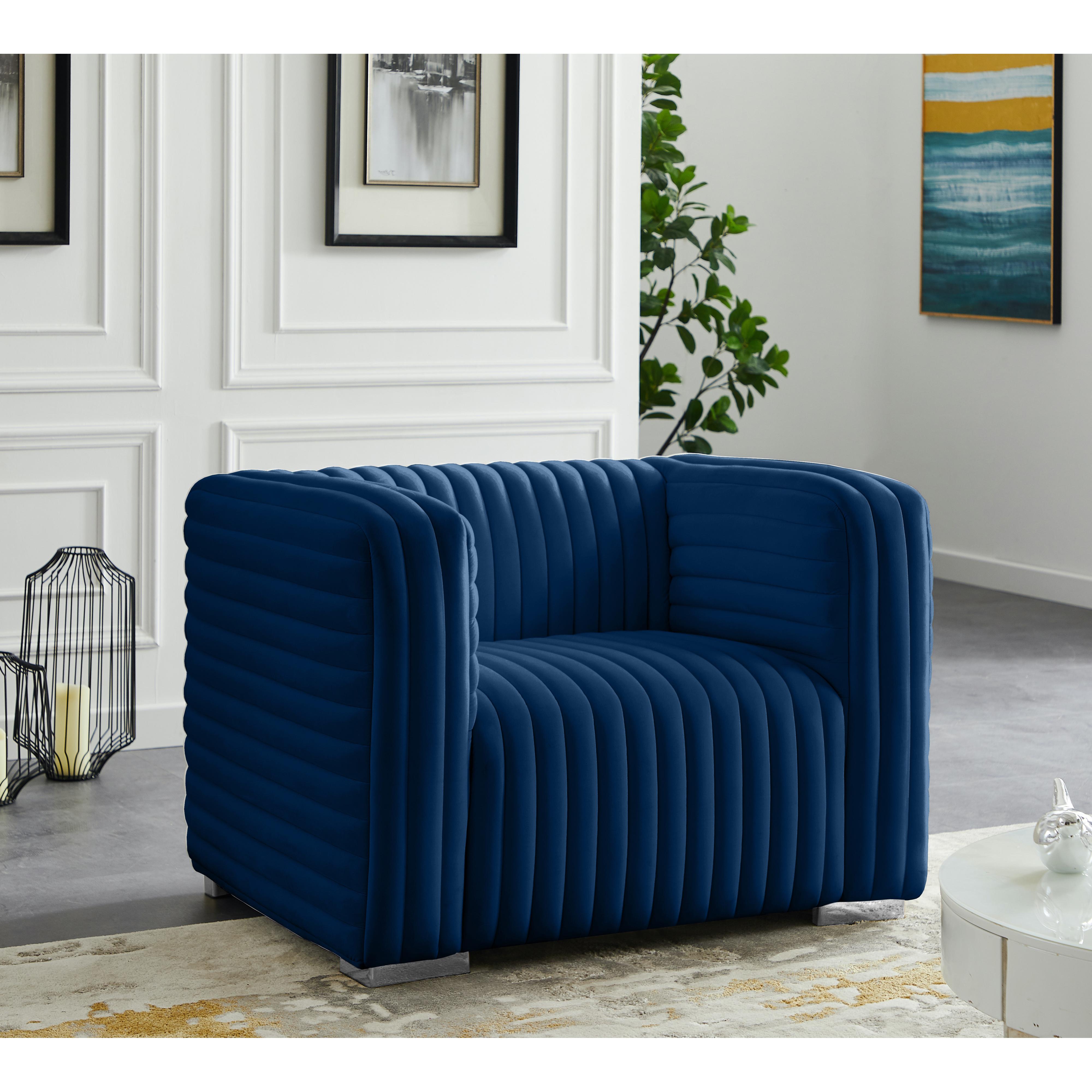 Meridian Ravish Navy Velvet Chair