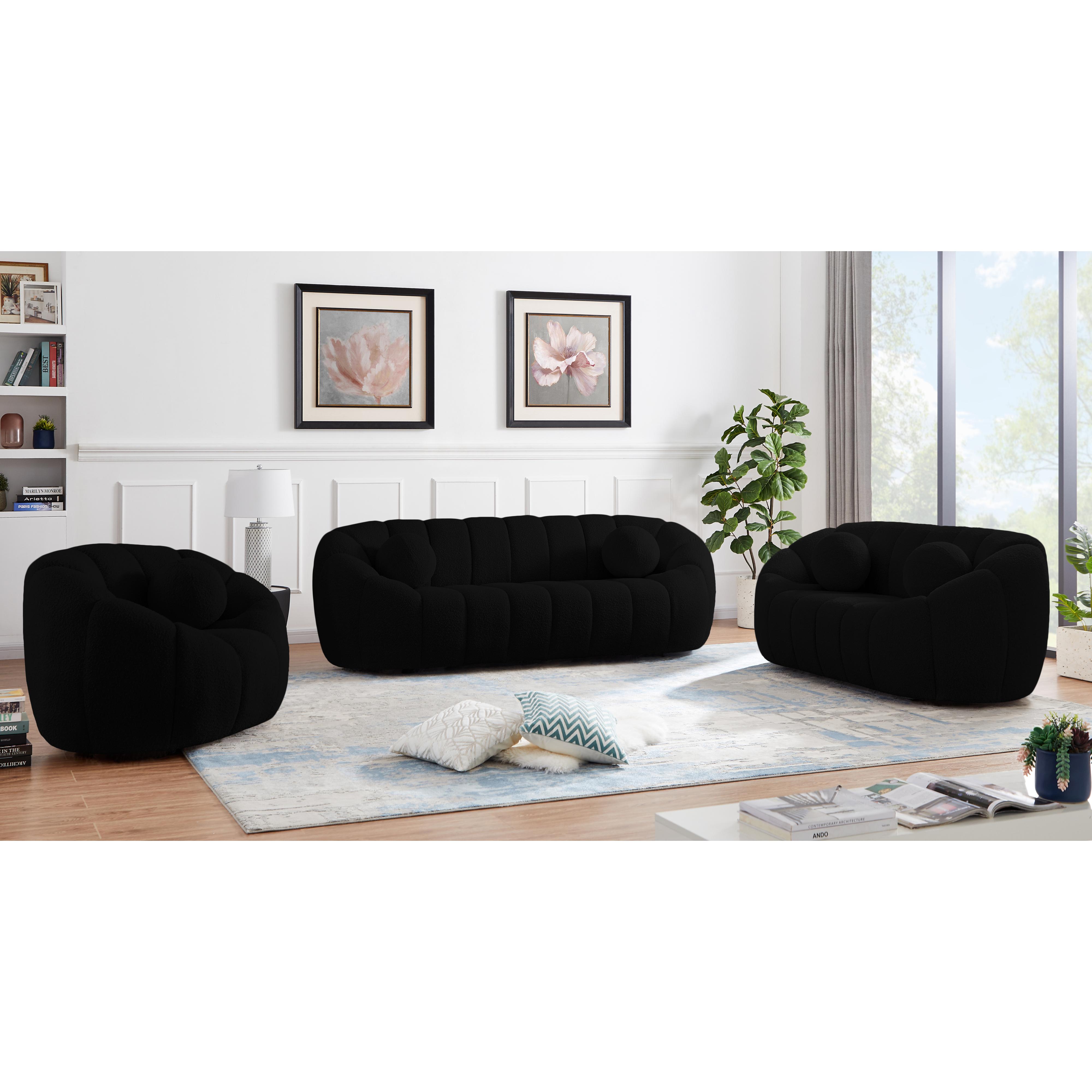 Meridian Elijah Black Boucle Fabric Chair