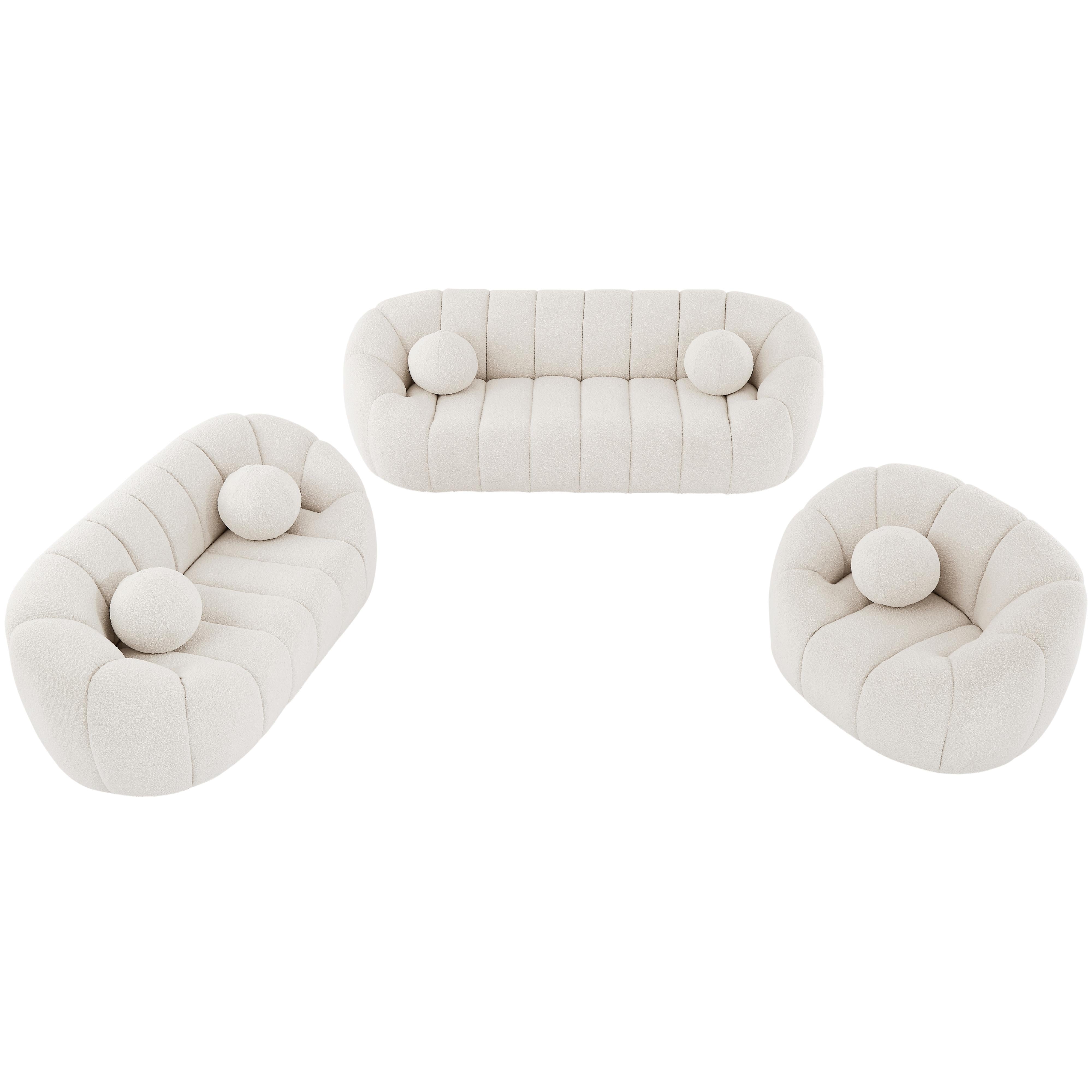 Meridian Elijah Cream Boucle Fabric Chair