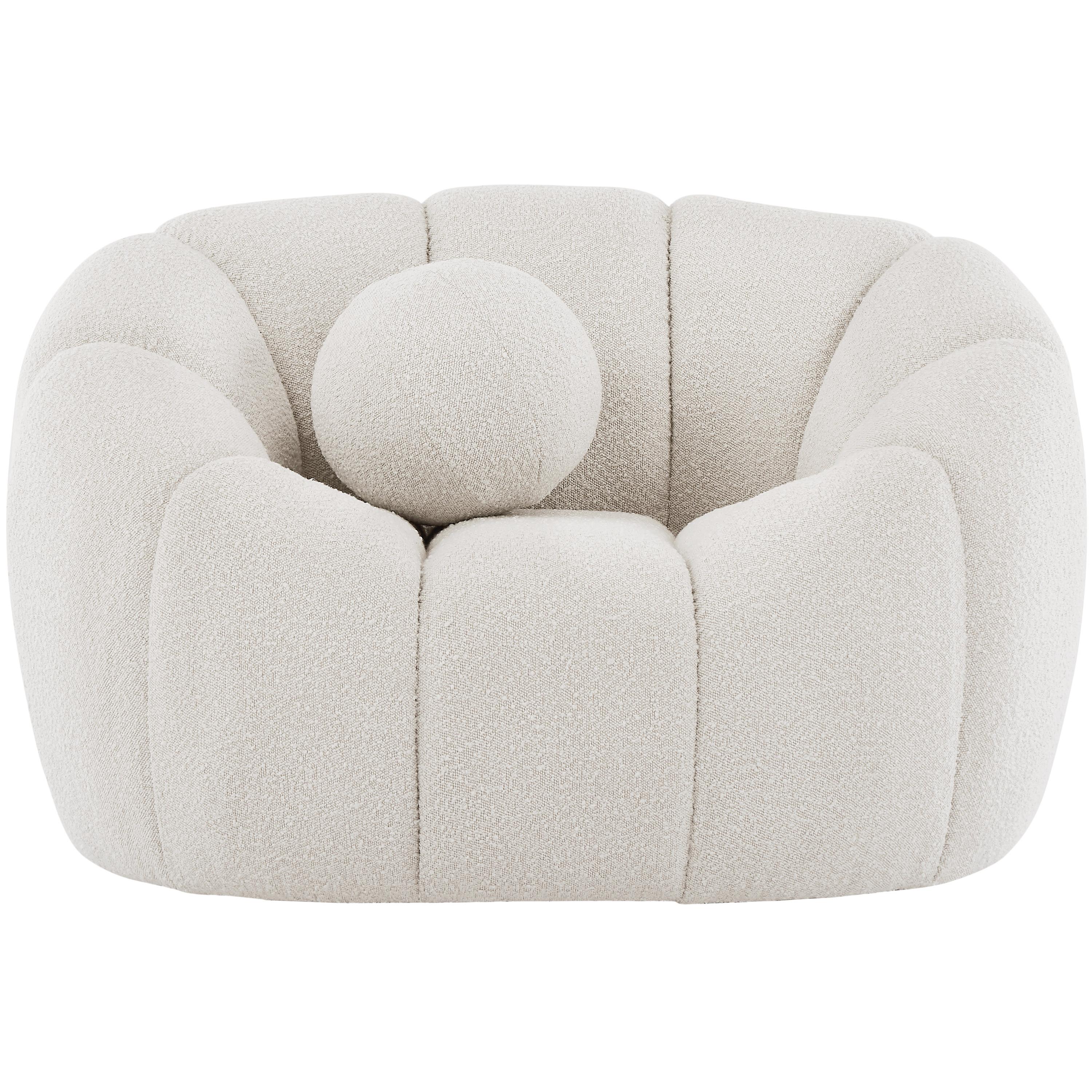 Meridian Elijah Cream Boucle Fabric Chair