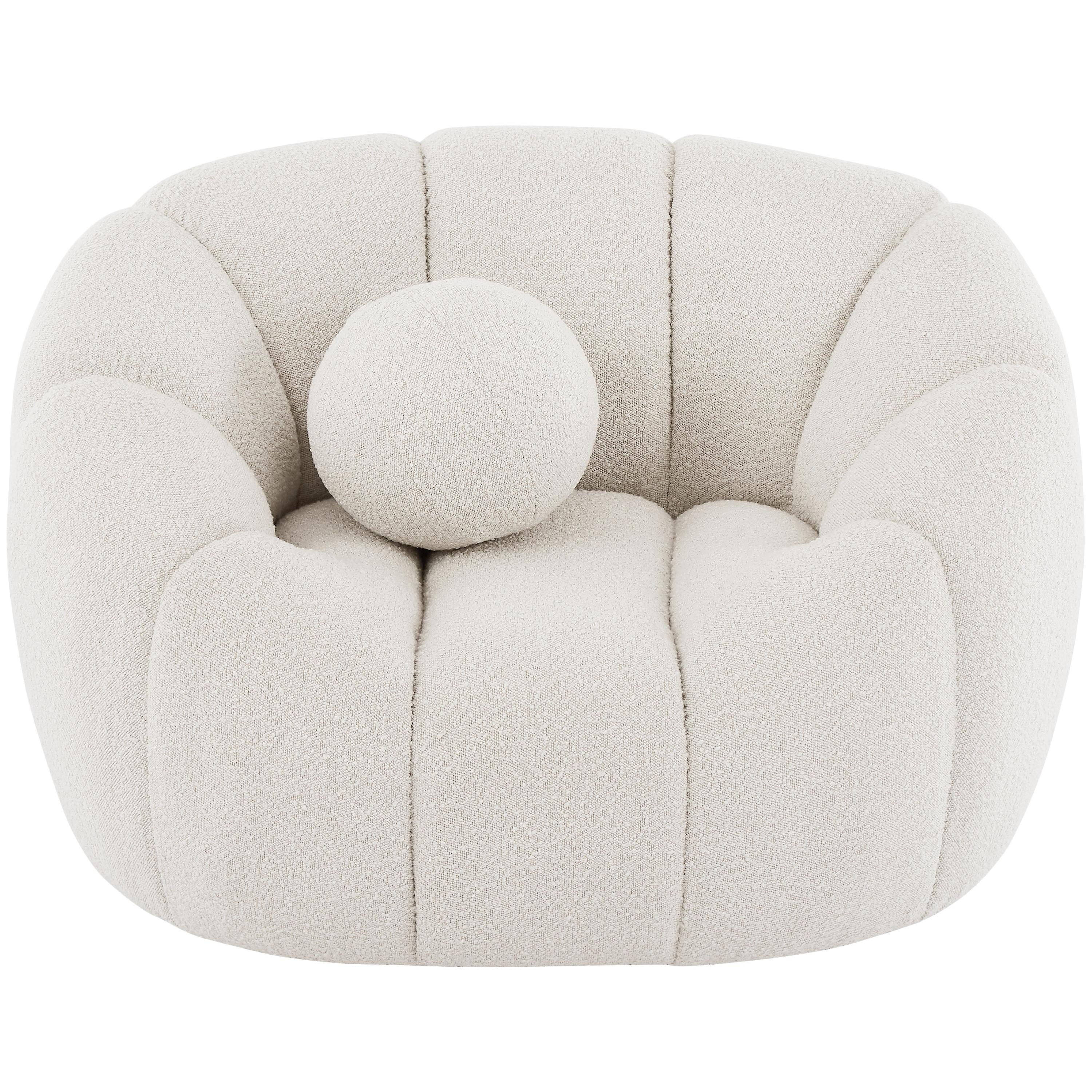 Meridian Elijah Cream Boucle Fabric Chair
