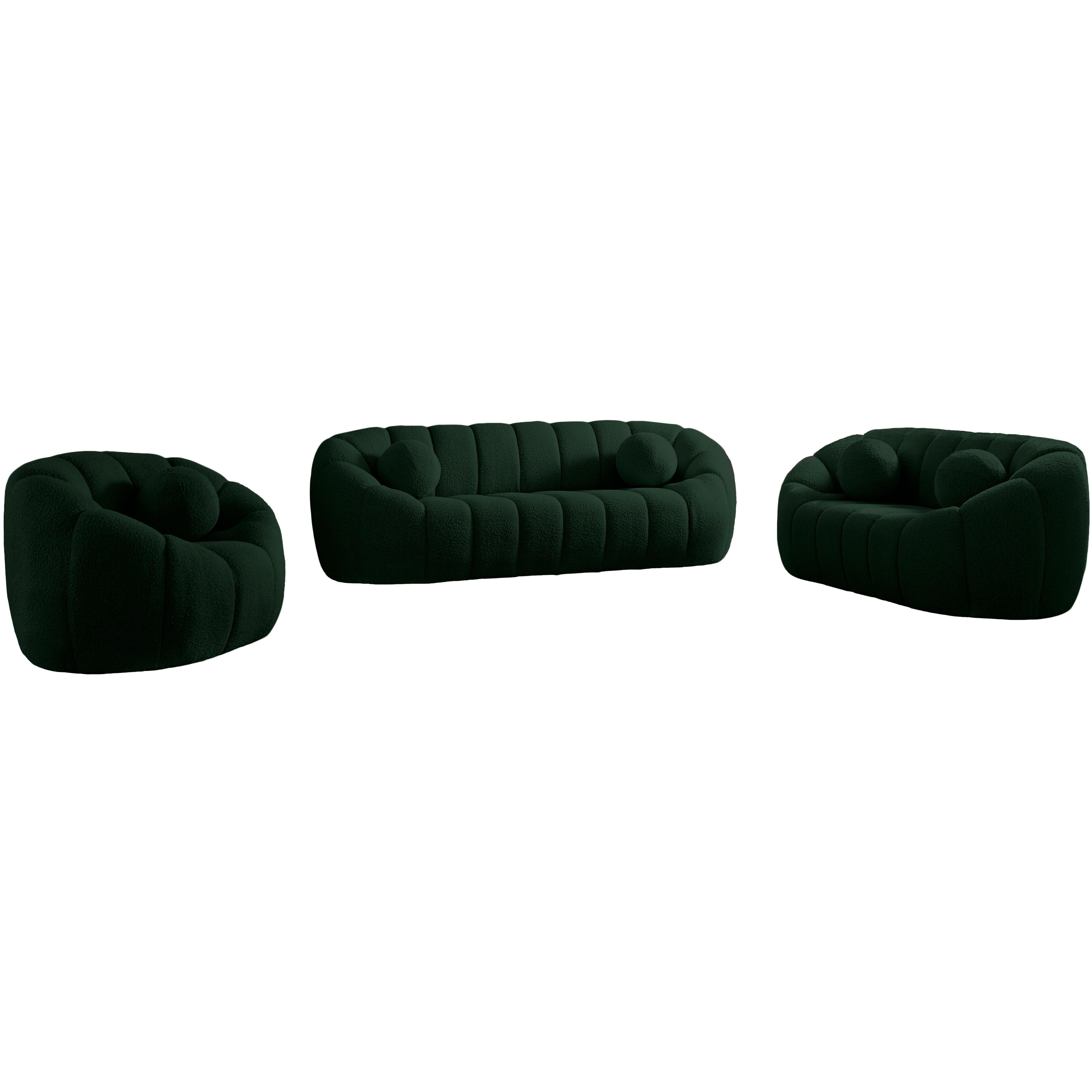 Meridian Elijah Green Boucle Fabric Chair