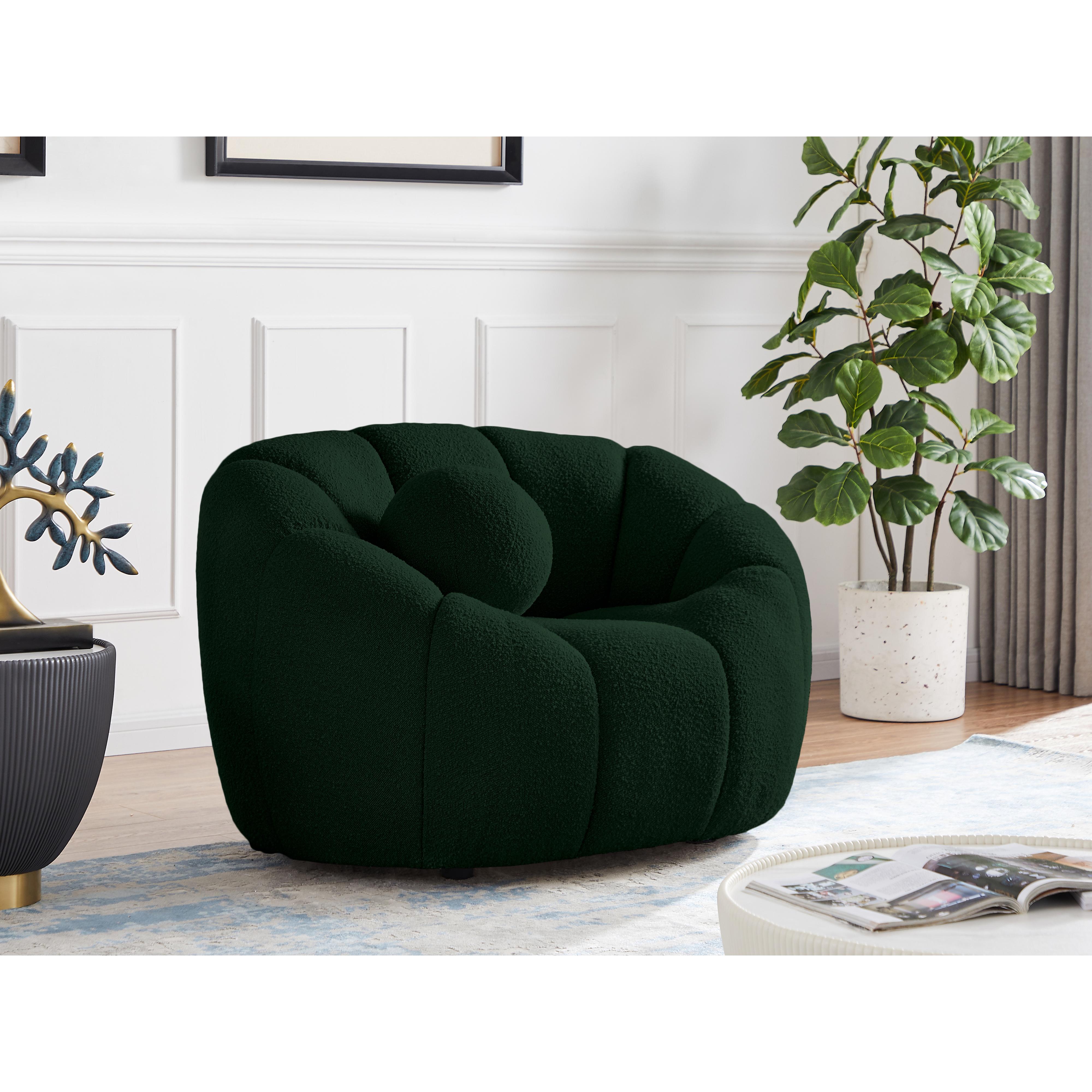 Meridian Elijah Green Boucle Fabric Chair