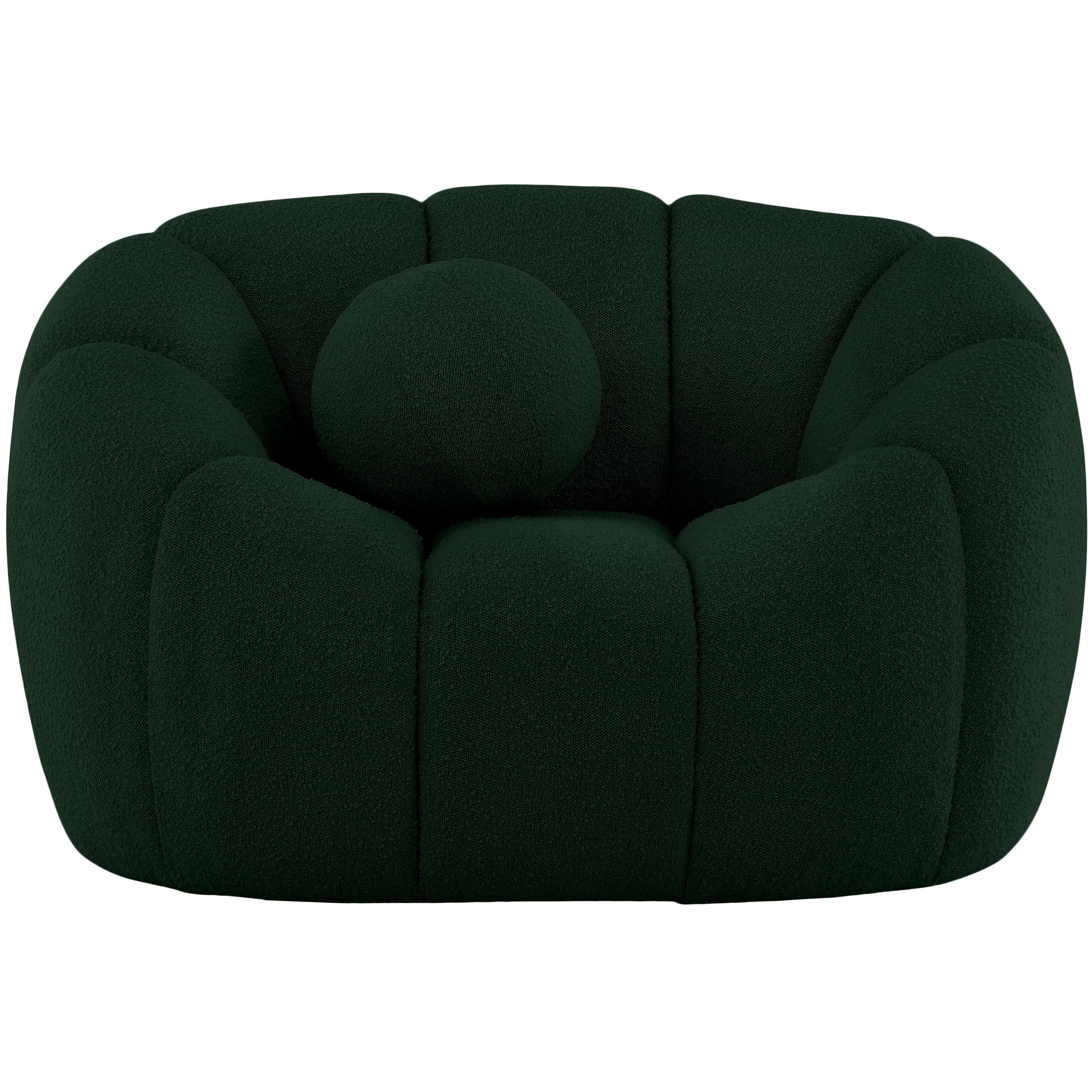 Meridian Elijah Green Boucle Fabric Chair
