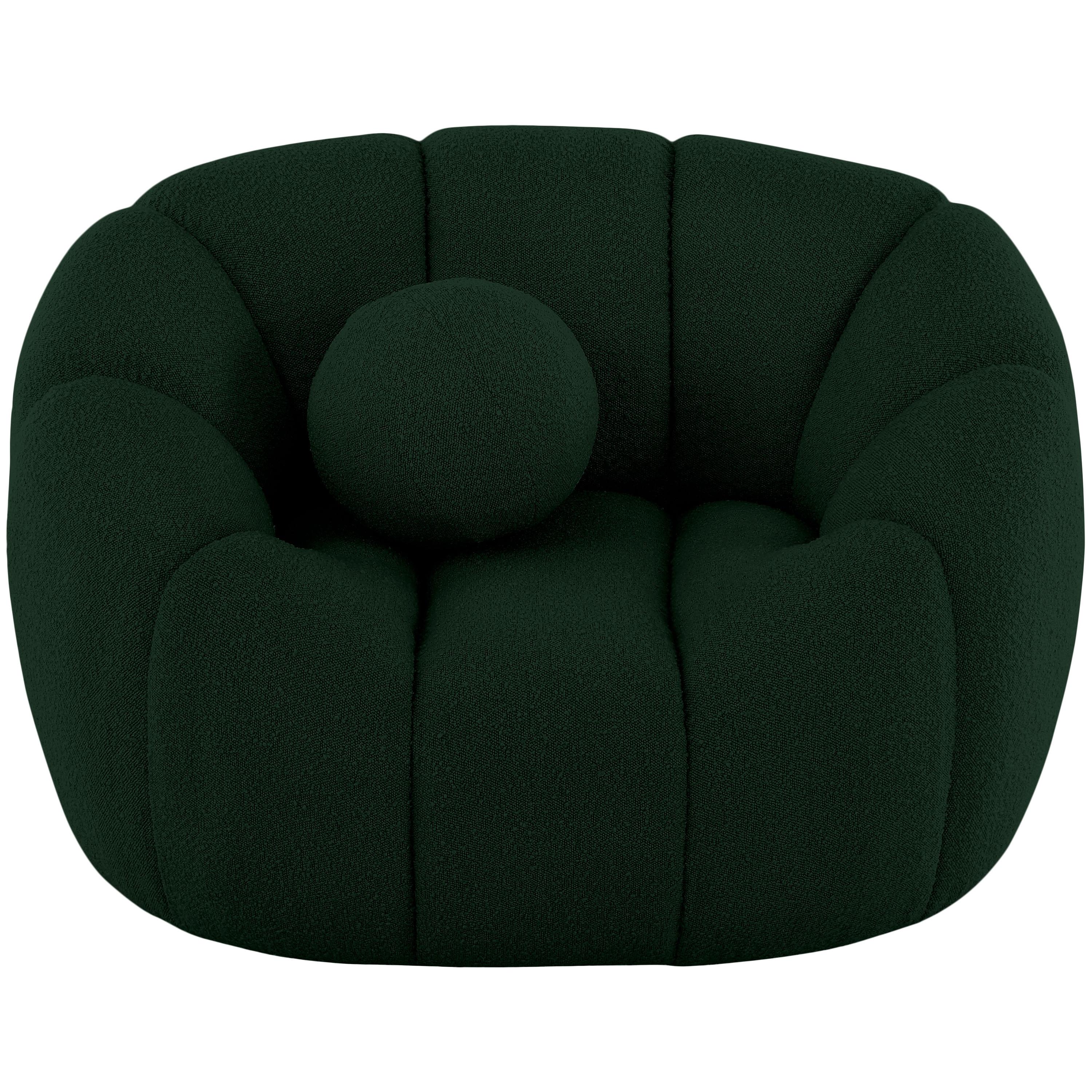 Meridian Elijah Green Boucle Fabric Chair