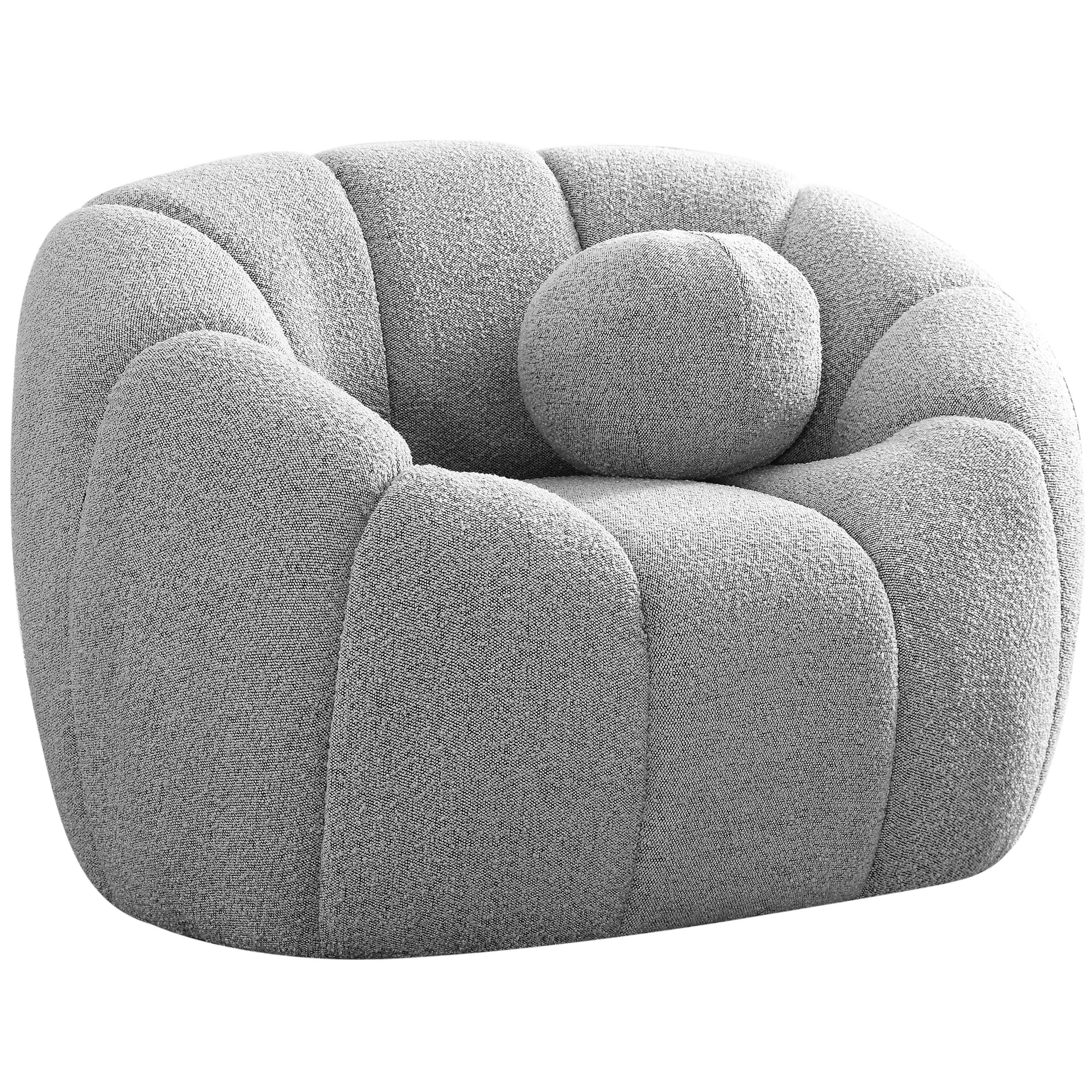 Meridian Elijah Grey Boucle Fabric Chair