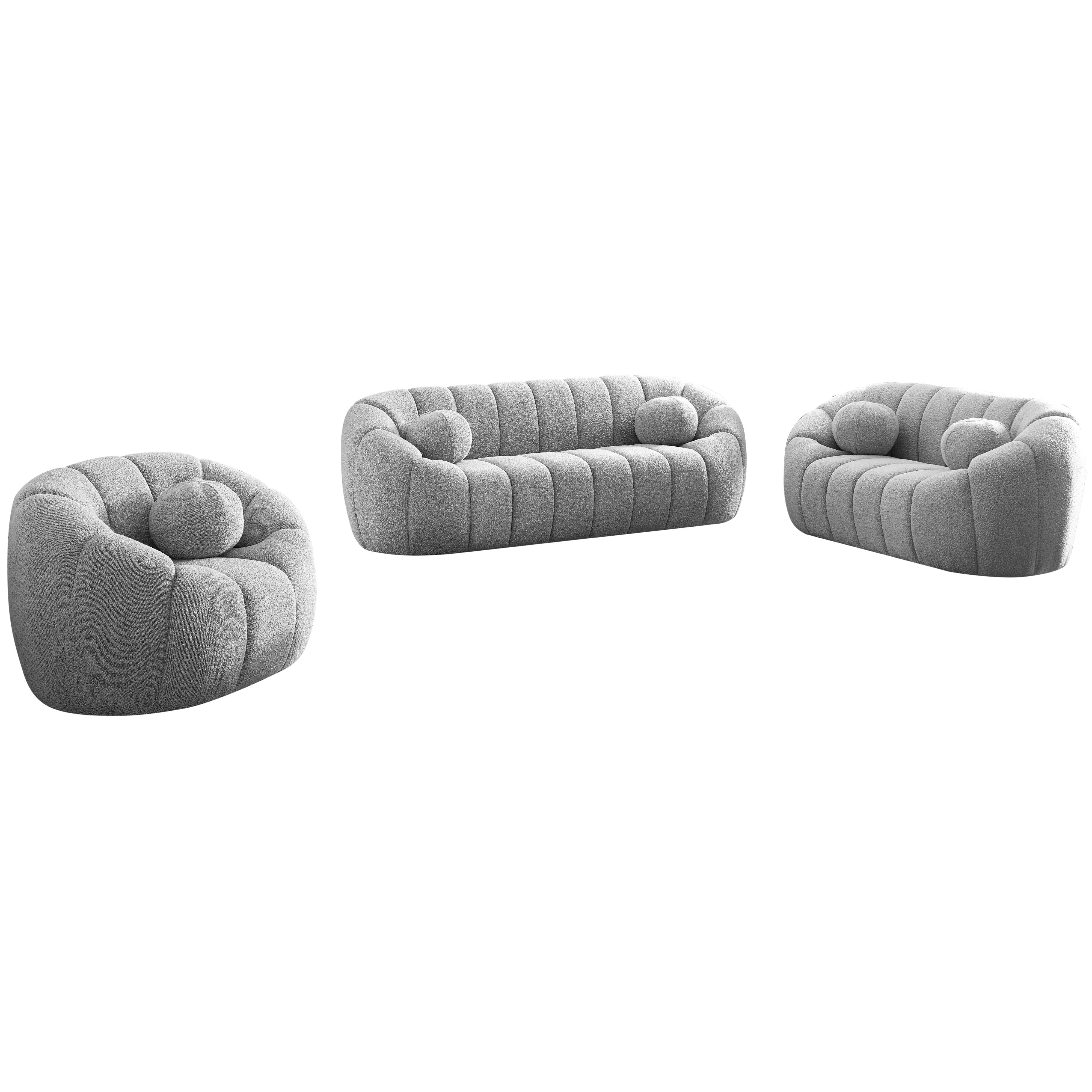 Meridian Elijah Grey Boucle Fabric Chair
