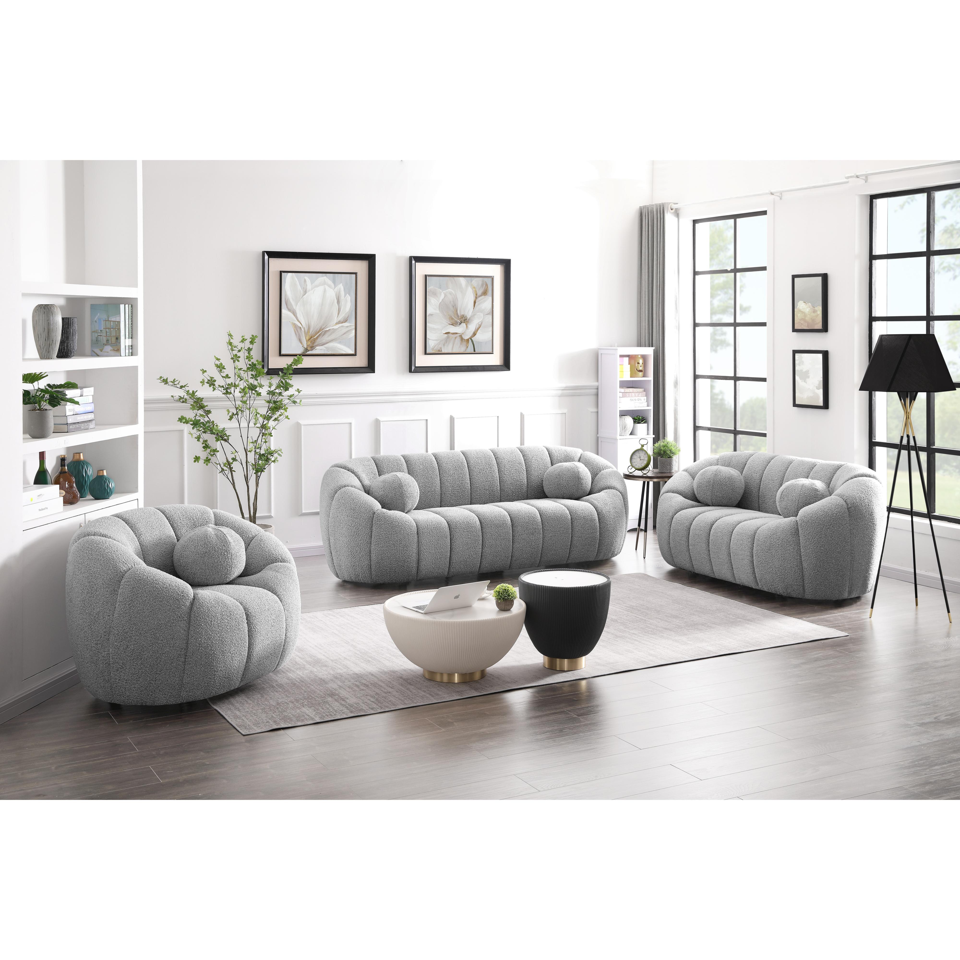 Meridian Elijah Grey Boucle Fabric Chair