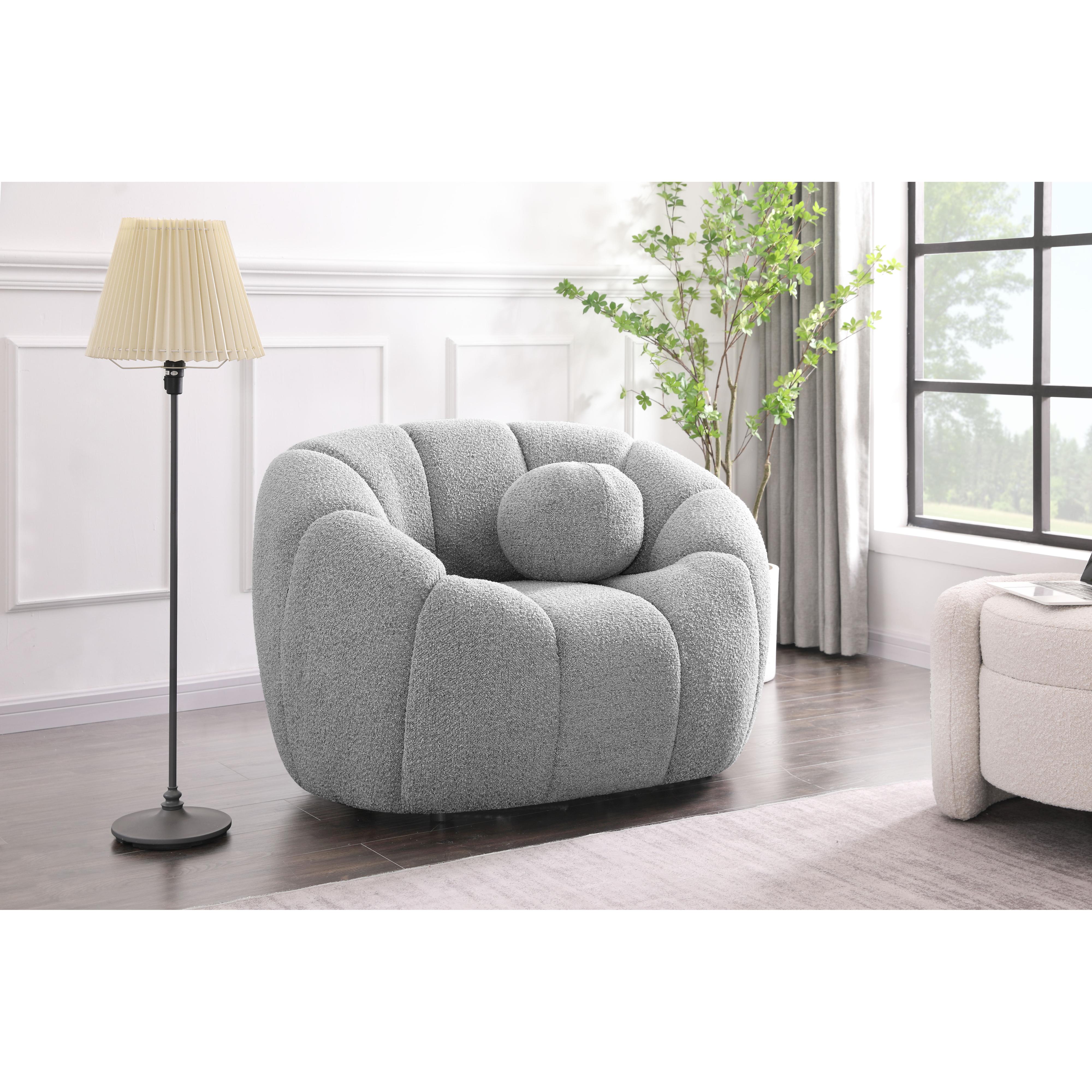Meridian Elijah Grey Boucle Fabric Chair