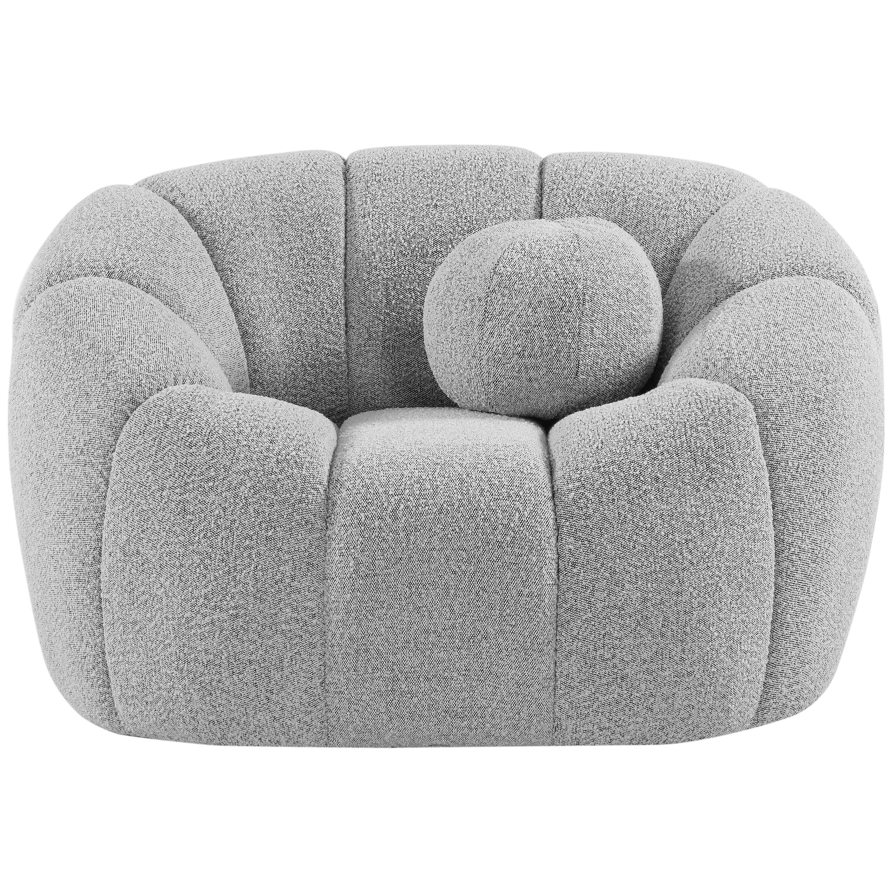 Meridian Elijah Grey Boucle Fabric Chair
