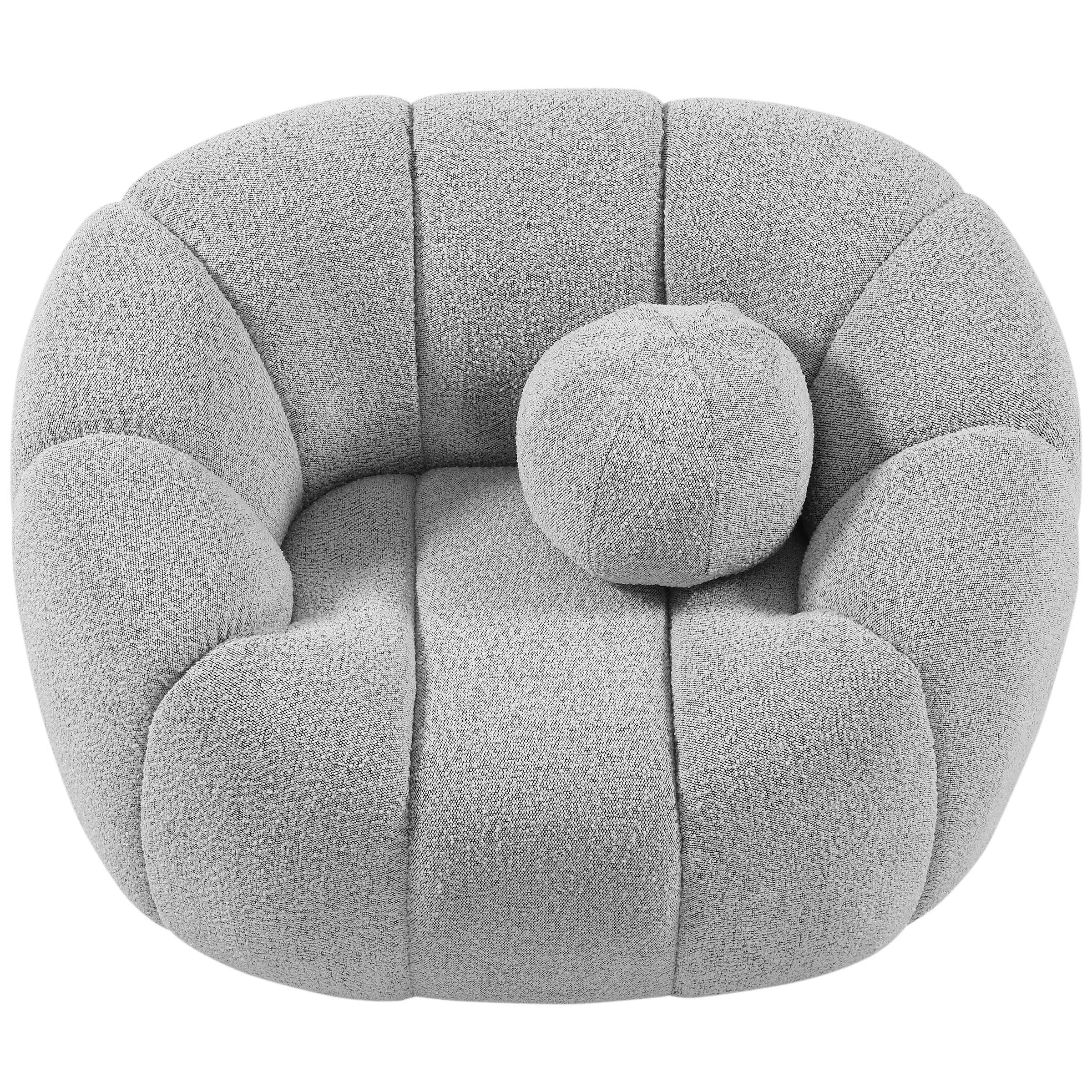 Meridian Elijah Grey Boucle Fabric Chair