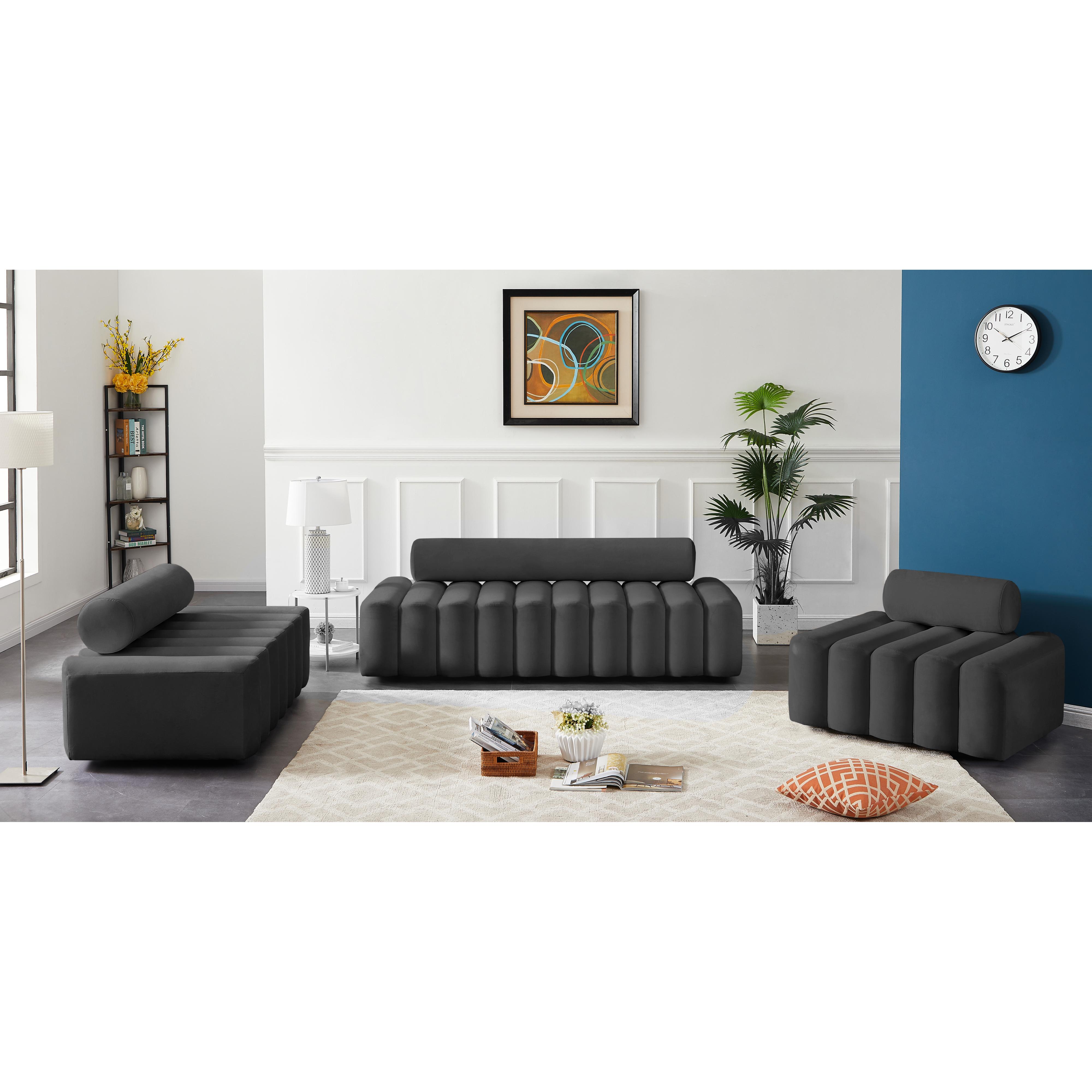 Meridian Melody Grey Velvet Chair