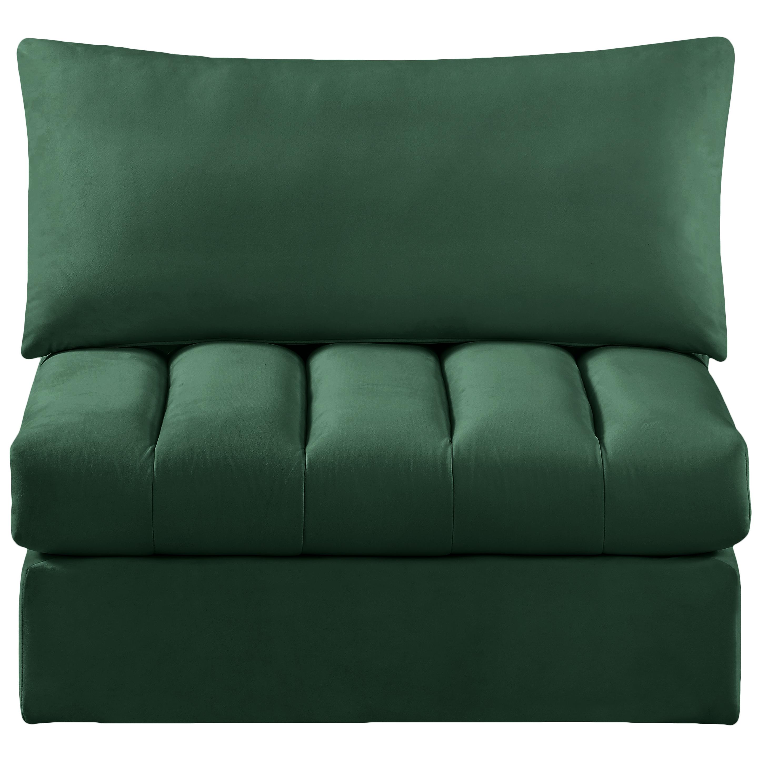 Meridian Jacob Green Velvet Armless