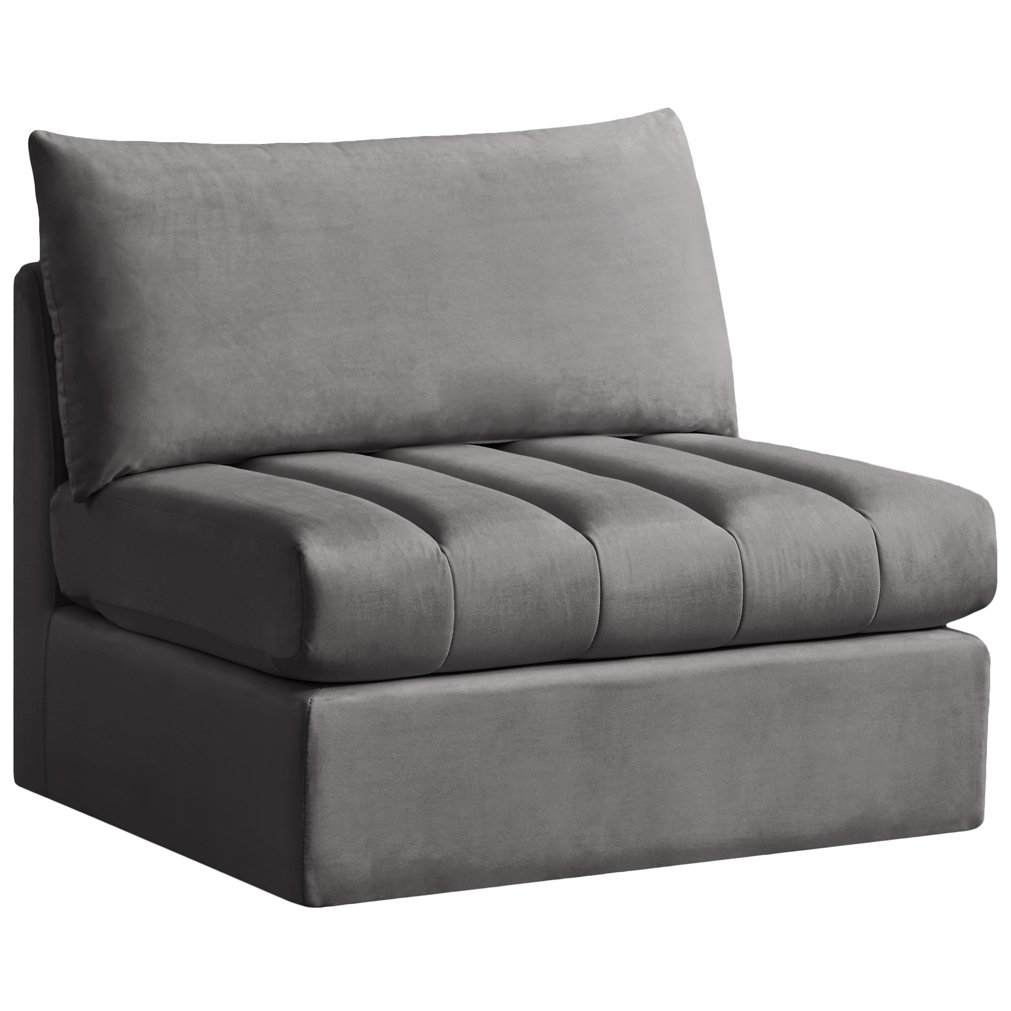 Meridian Jacob Grey Velvet Armless
