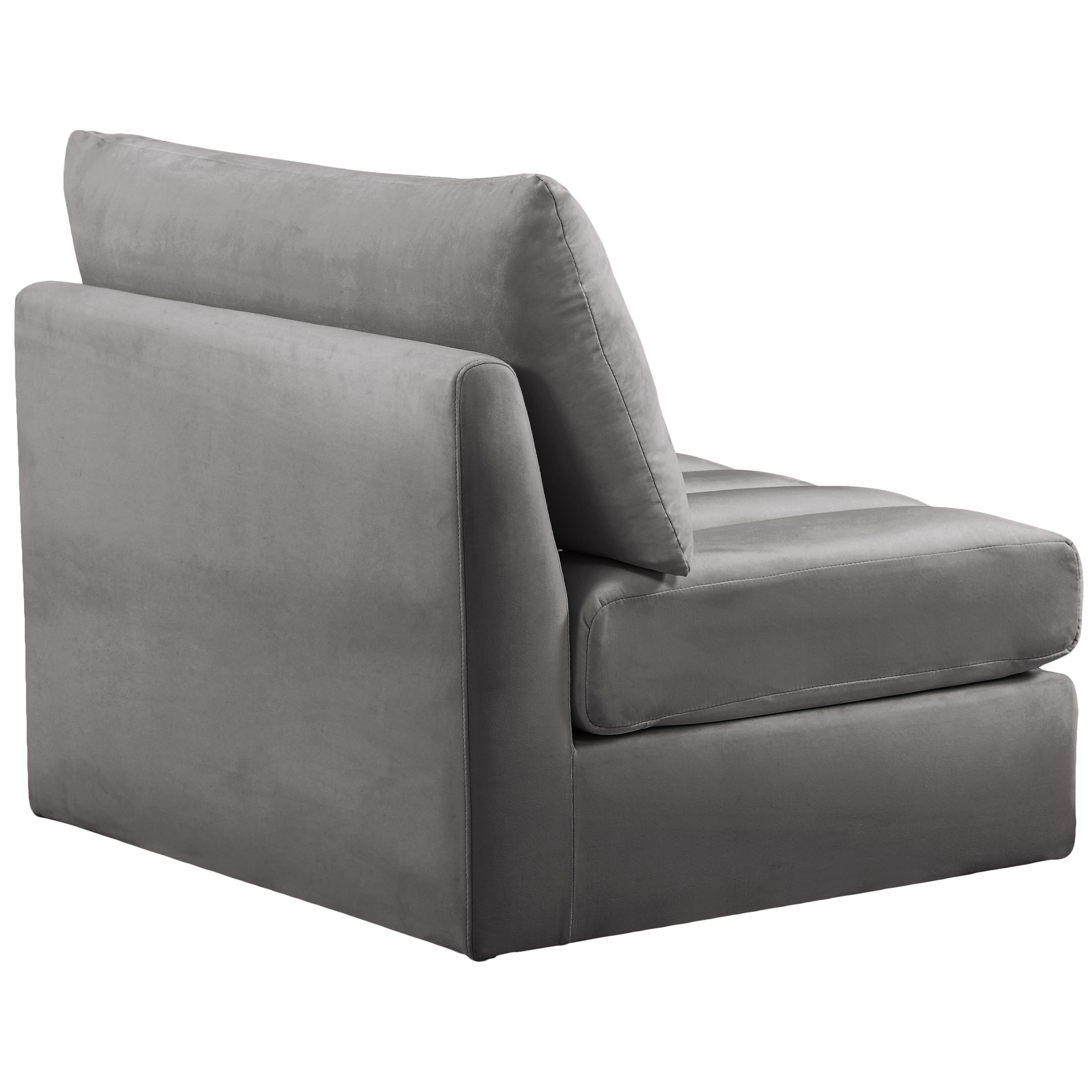 Meridian Jacob Grey Velvet Armless